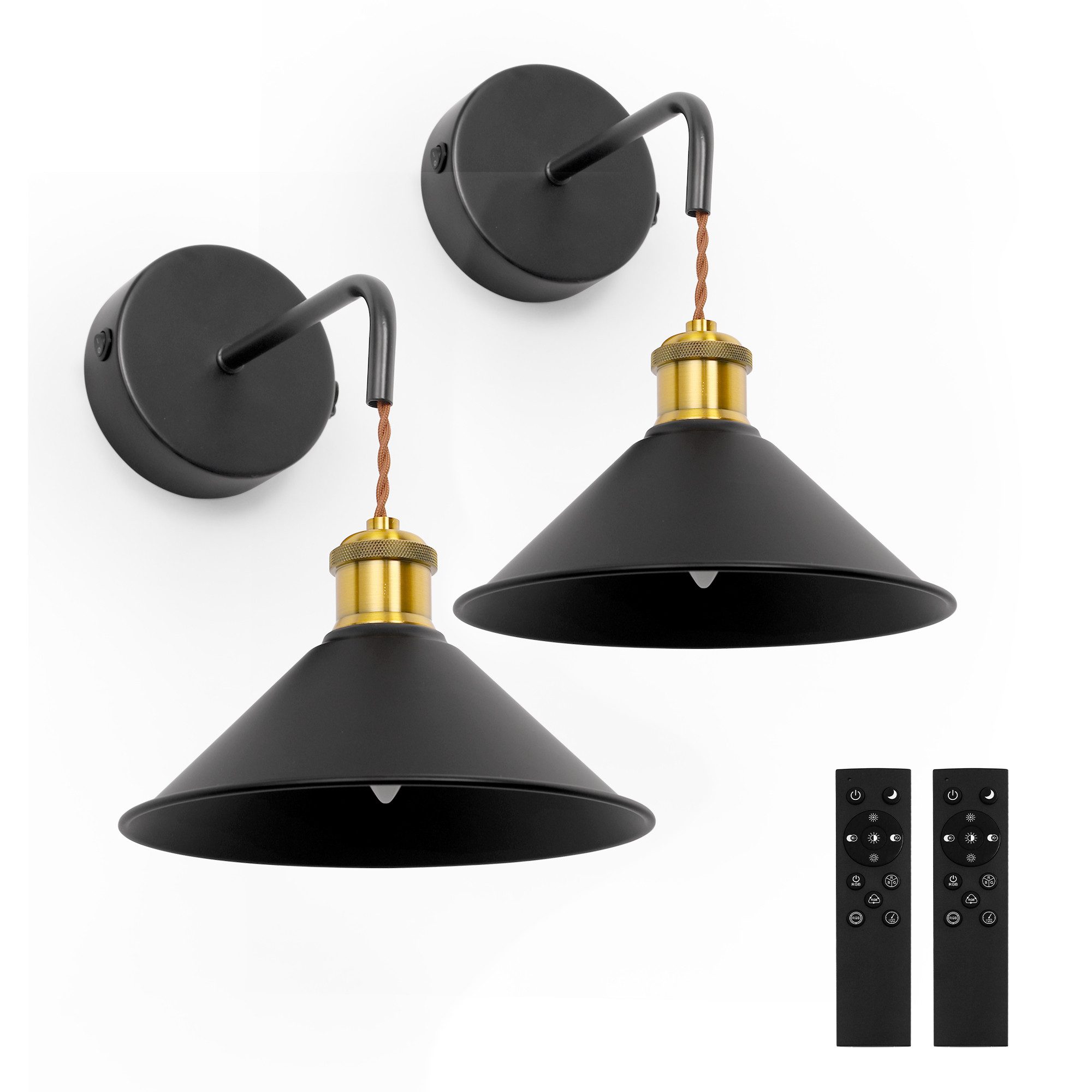 LOHAS-LED Wandleuchte Kabellose batteriebetriebene RGB-CCT Wandleuchte 2er-Set, LED fest integriert, Warmweiß bis Kaltweiß + 7 RGB-Farbtöne, 10.000 mAh Akku, Fernbedienung & stufenlos dimmbar