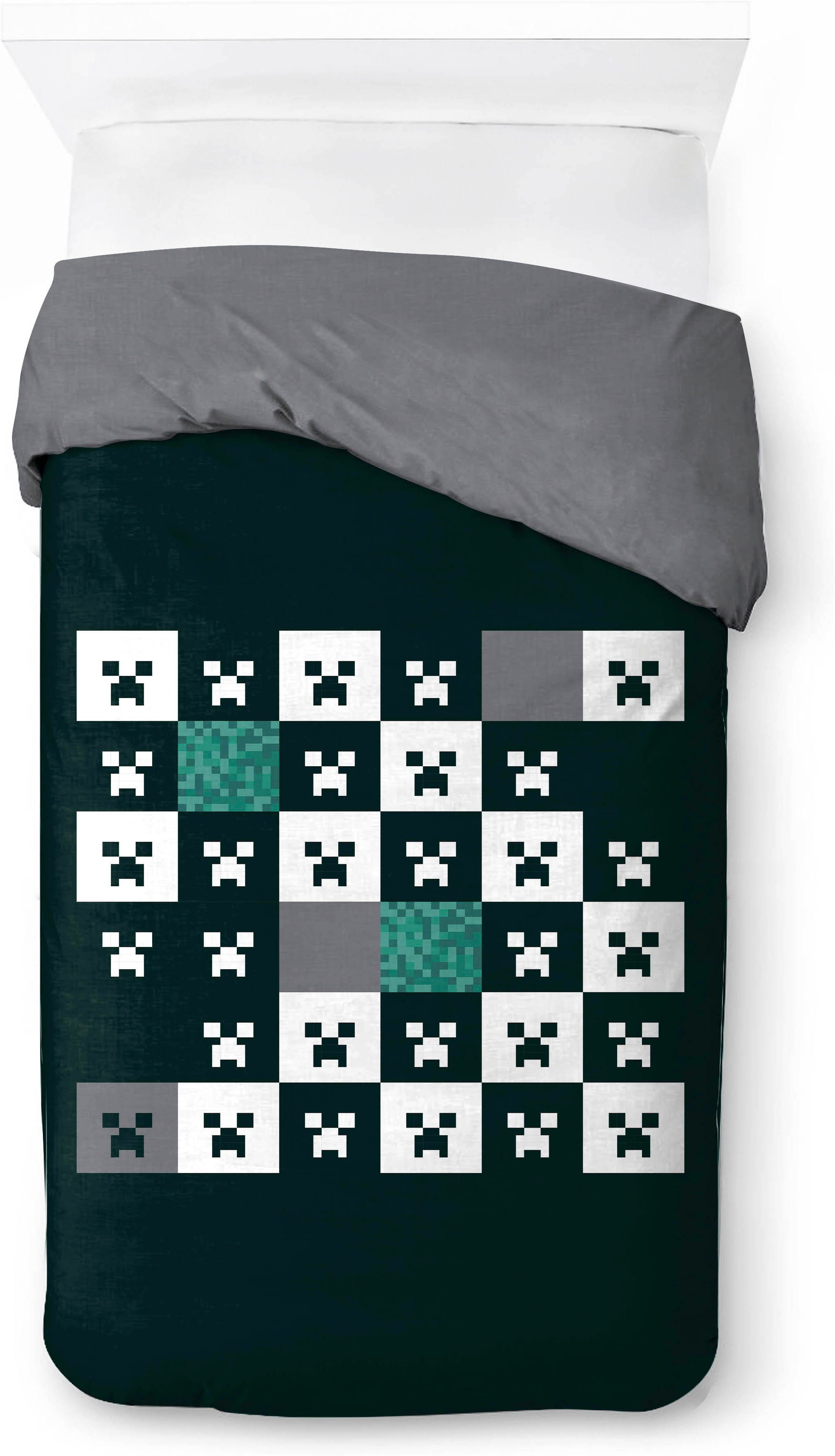 Minecraft Kinderbettwäsche Minecraft Creeper, Linon, 2 teilig, 100% Baumwolle