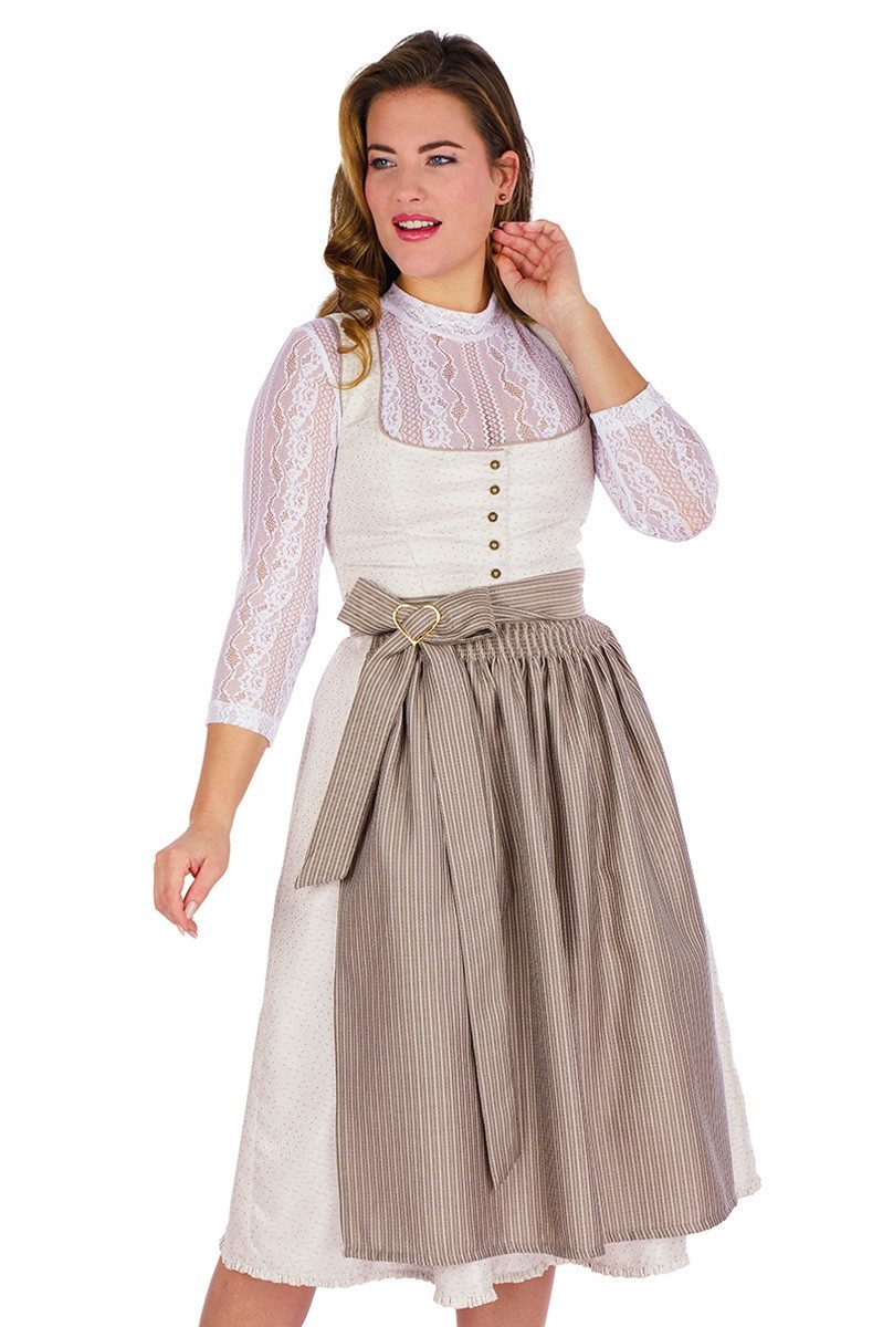 Melega Dirndl Midi Dirndl 2tlg. - ATHENA - creme/taupe