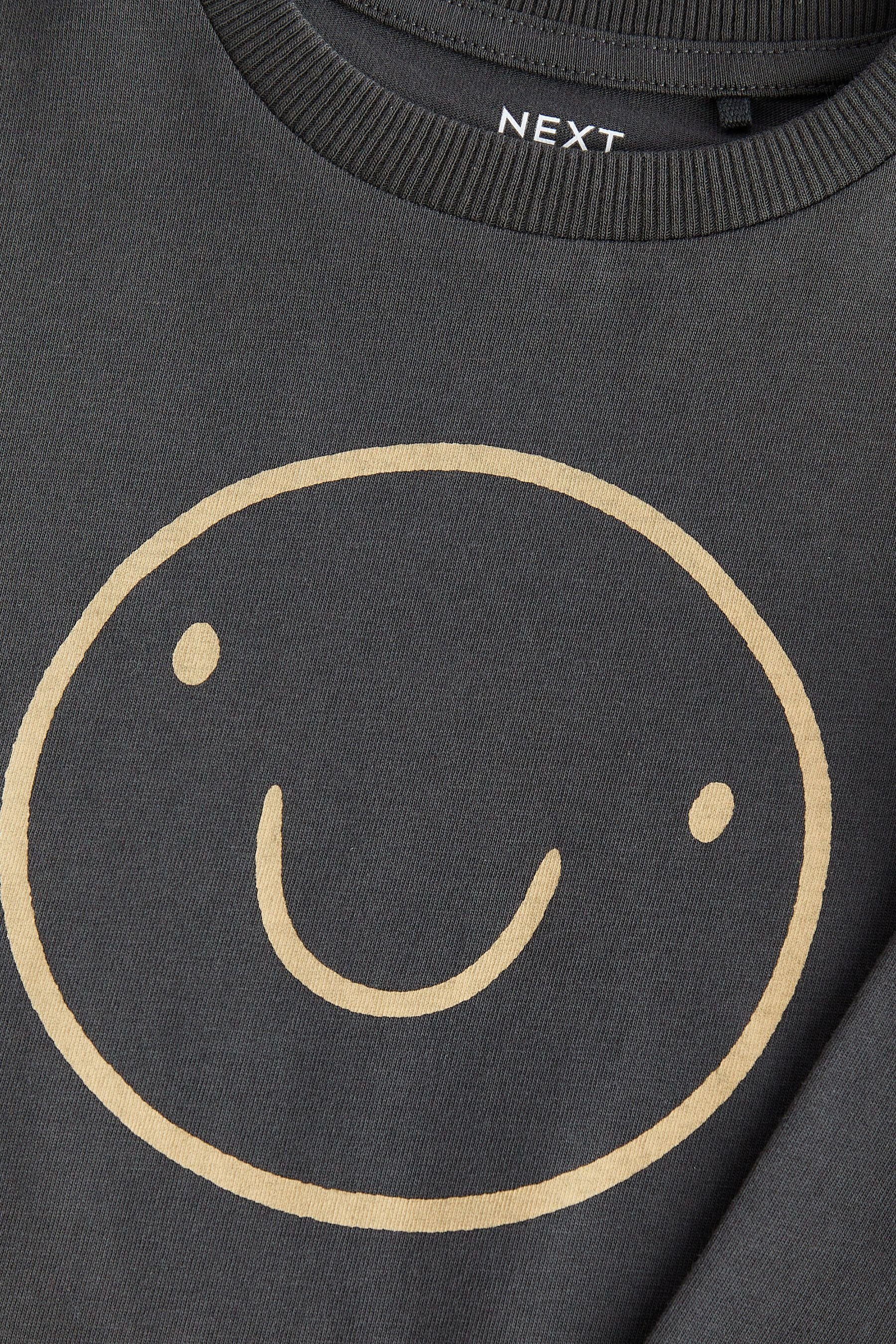 Next Langarmshirt Langärmeliges T-Shirt Smile Grey Charcoal mit (1-tlg) Face Motiv