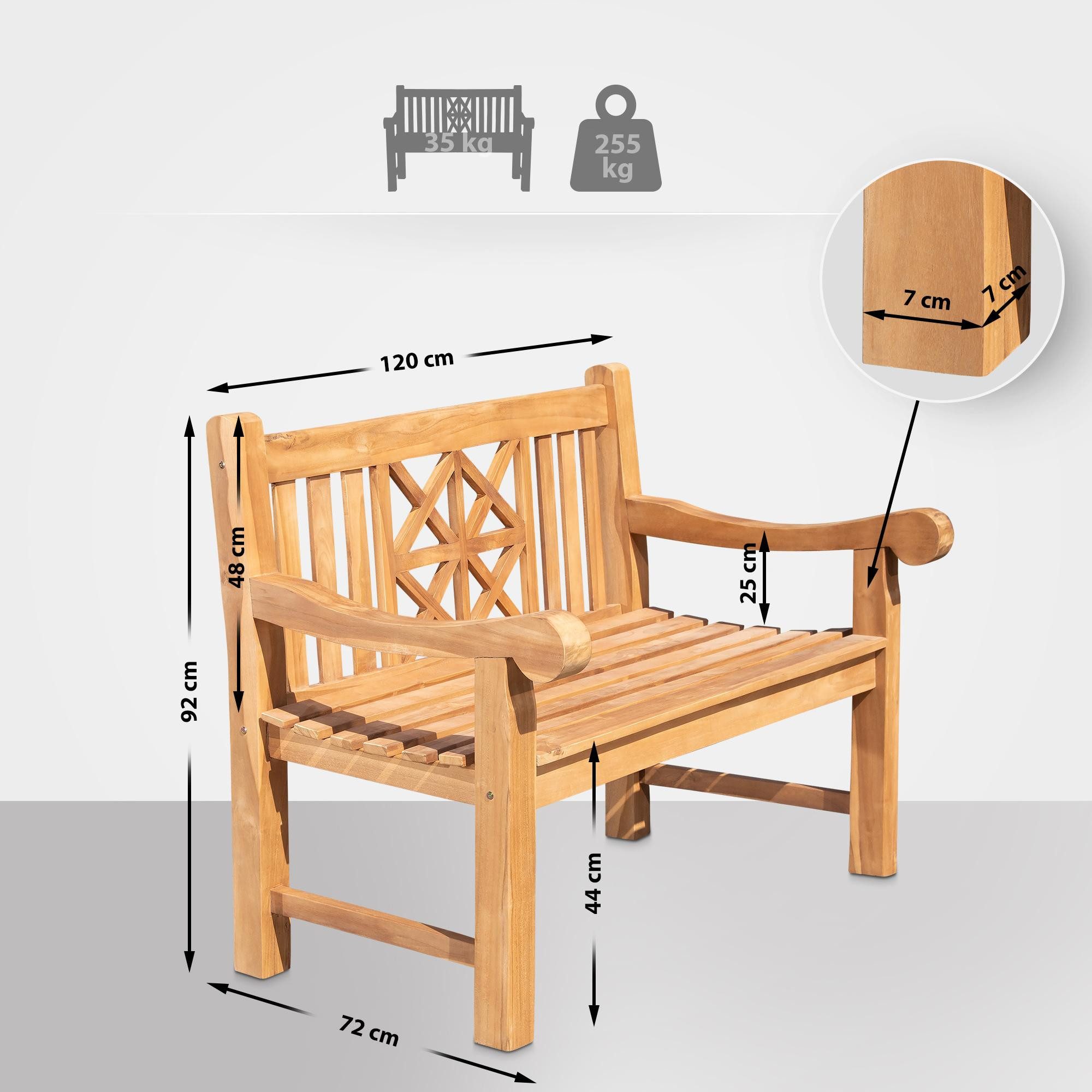 CLP Gartenbank Teakbank 120 cm mit günstig online kaufen