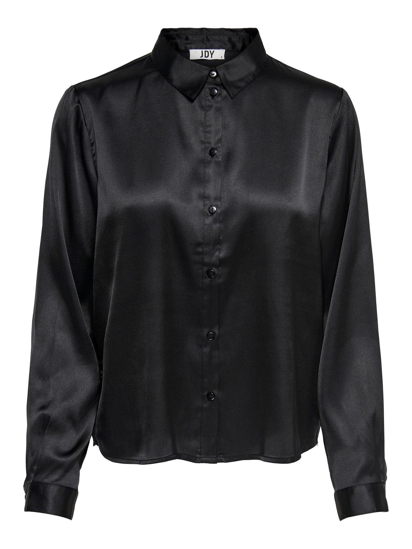 JACQUELINE de YONG Blusenshirt in JDYFIFI Business Satin Tunika Elegante 4470 Schwarz Langarm Hemd Bluse