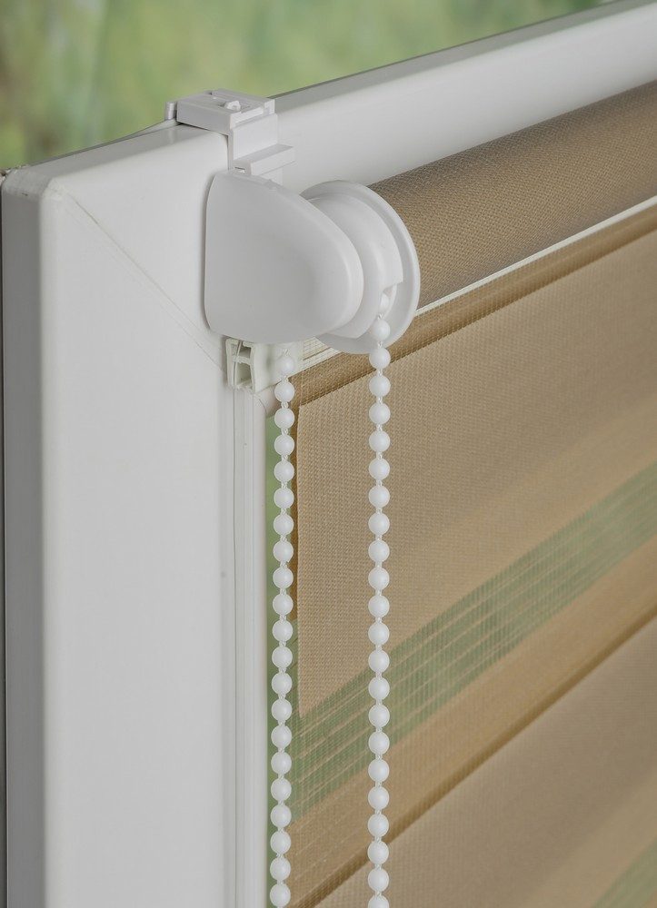 Doppelrollo, MDEKOR, Pflegeleichtes Rollo, stufenlos verstellbar, einfache Montage, Fenstermontage, Beige 42x150 cm