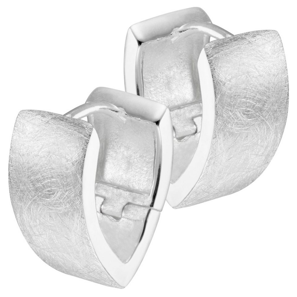 Vinani Paar Creolen, Vinani Klapp-Creolen V-Form breit gebürstet Sterling  Silber 925 Ohrringe CJB