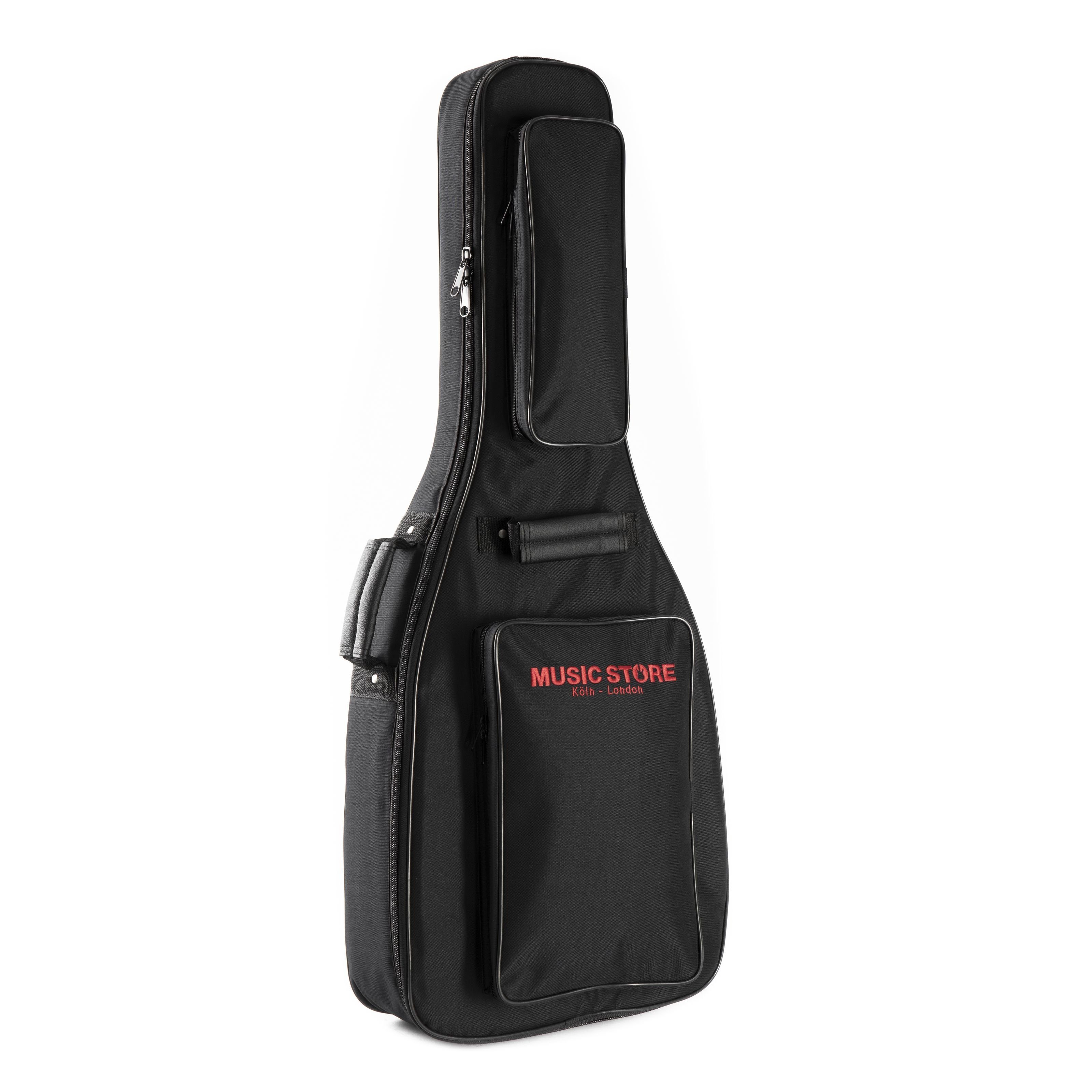 MUSIC STORE Gitarrentasche (Deluxe Gigbag für Konzertgitarre Wasserabweisend 20mm Polsterung Zubehörfach Stabiler Reißverschluss Schwarz/Rot, Gitarrenkoffer und Gitarrentaschen, Gitarrentasche Konzertgitarre), Gigbag Konzertgitarre, Deluxe, Wasserabweisend, 20mm Polsterung