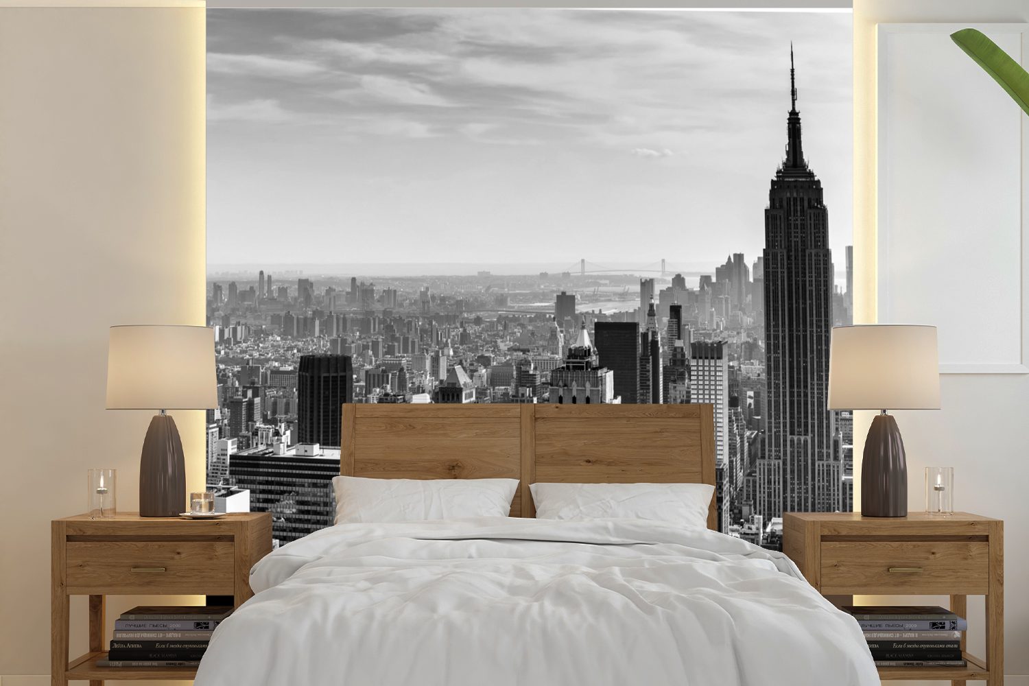 MuchoWow Fototapete St), Wohnzimmer Yorker schwarz Schlafzimmer, und Matt, - Wandtapete New Skyline oder für (5 Vinyl Tapete bedruckt, weiß