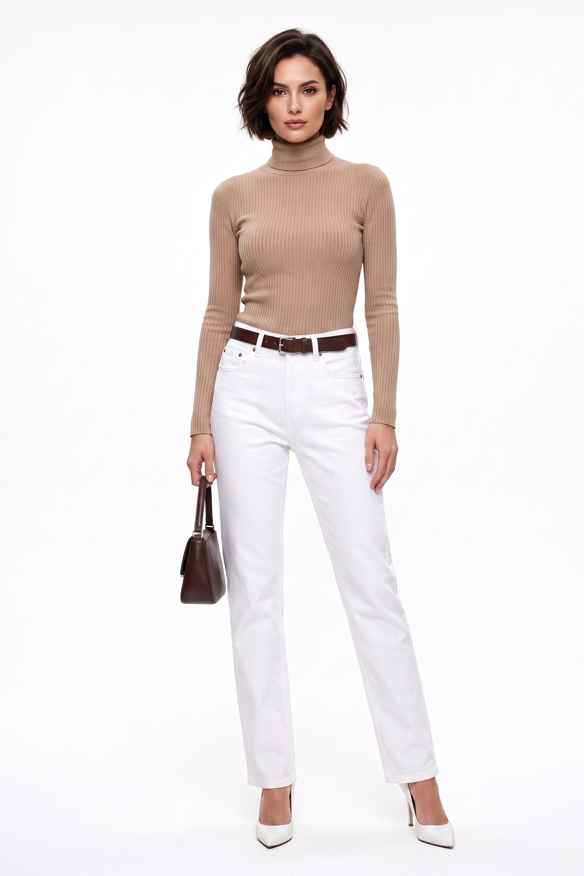 ESRA Straight-Jeans High Waist Damen Jeans Stretch Hose gerade Jeans Damen Straight Jeans damen weis Jeans Damen High Waist Damen Jeans Stretch