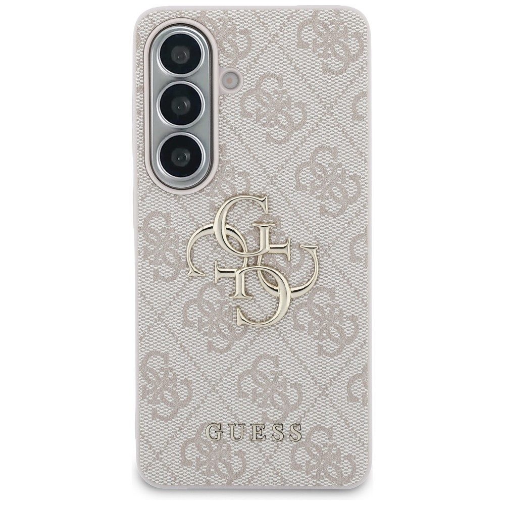 Guess Handyhülle Hülle Galaxy S26 Kunstleder rosa goldfarbenes 4G Big Logo Metall 6,3 Zoll, Kantenschutz