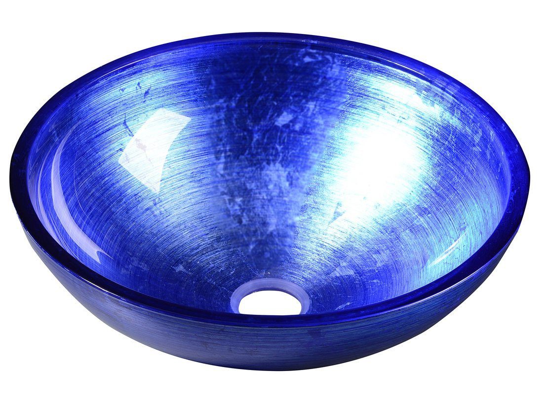 Sapho Waschtisch MURANO BLU Glaswaschbecken zum Aufsetzen, Durchmesser 40cm, Blau, Sapho-AL5318-65