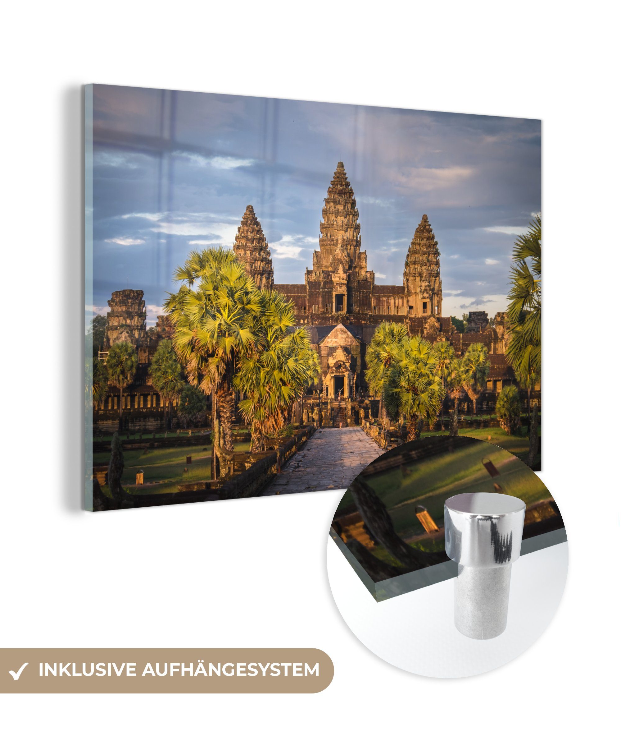 MuchoWow Acrylglasbild Sonnenuntergang in Angkor Wat, (1 St), Acrylglasbilder Wohnzimmer & Schlafzimmer