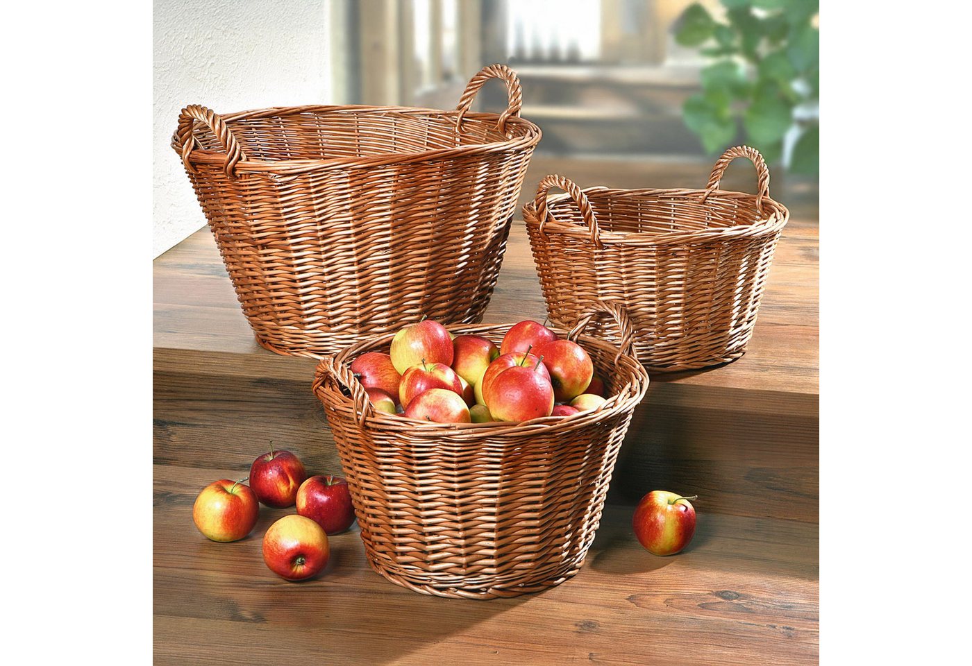 Thumbnail - Frank Flechtwaren Allzweckkorb Obstkorb Natur Weide geflochten Griffe groß Ø 50cm