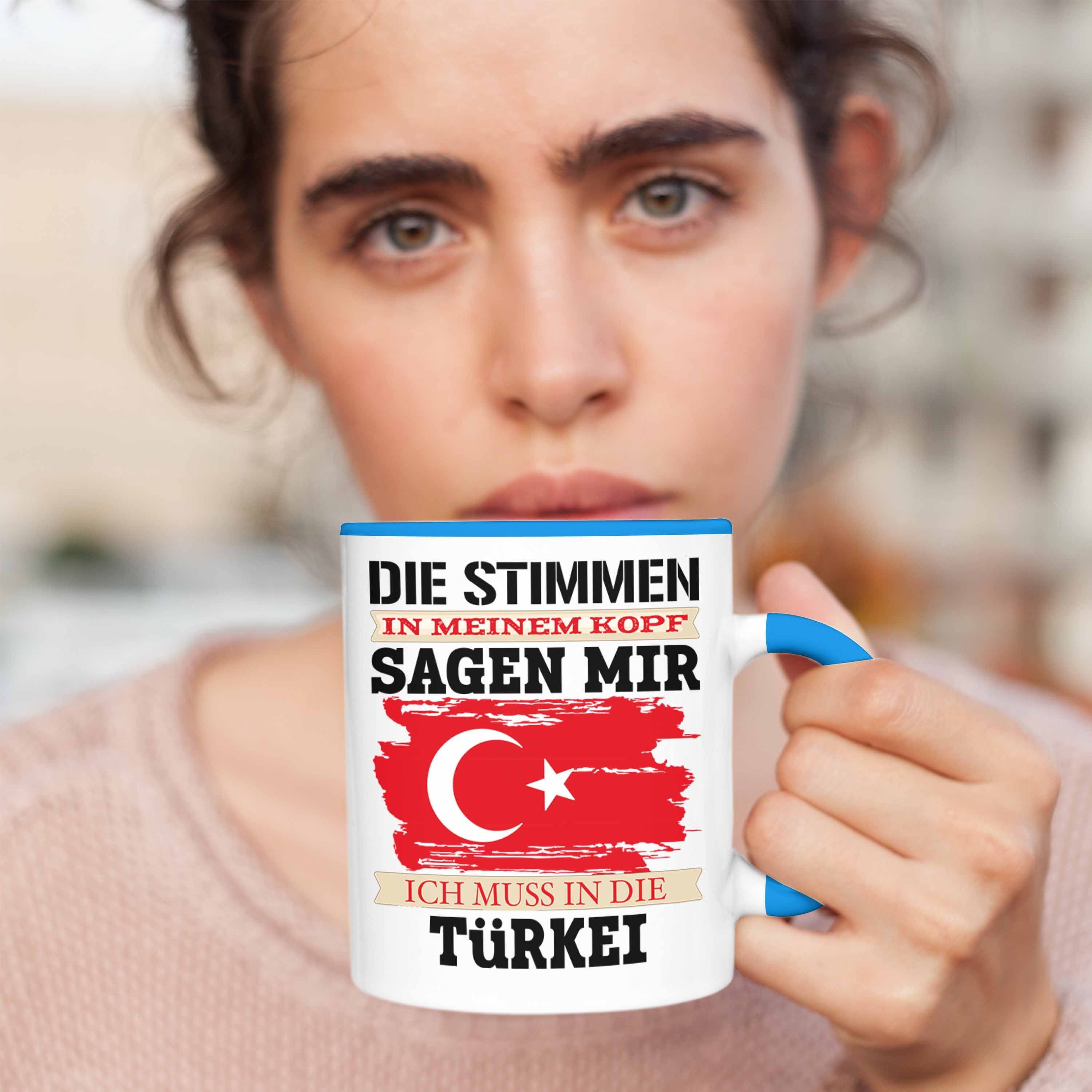 Türkei Tasse Trendation Urlaub Trendation für Tasse Türken - Geschenk Land Blau