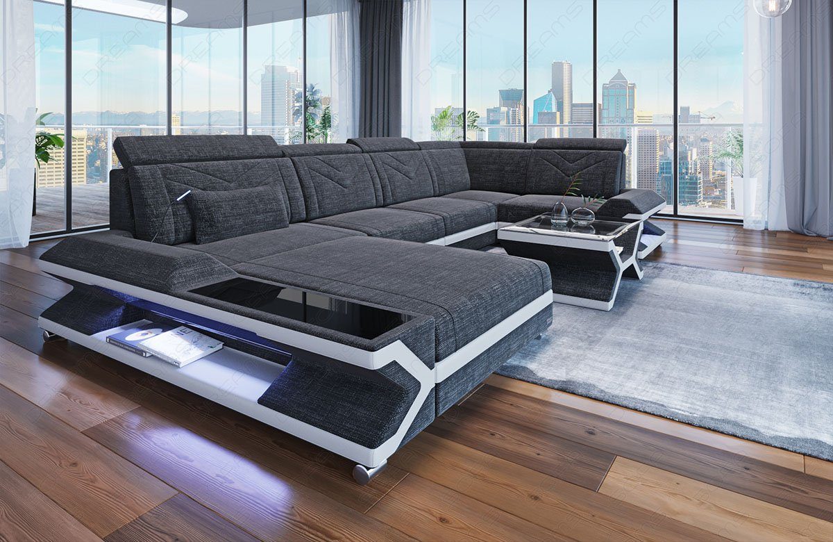 Ecksofa Stoffsofa Couch Polster Sofa Napoli U Form Wohnlandschaft