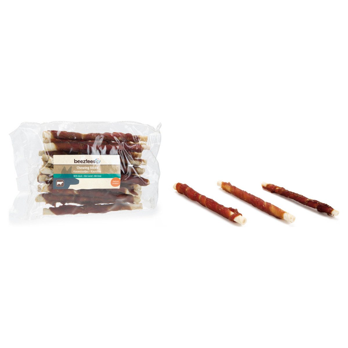 Beeztees Kaustange Ente / Sparpaket, Snack für: Hund