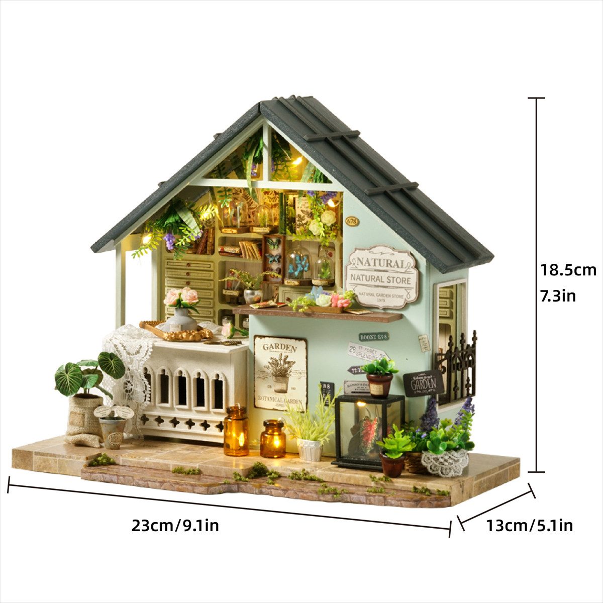 Cute Room 3D-Puzzle 3D-Puzzle Miniaturhaus Modellbausatz Pflanzenstudio, Puzzleteile, 3D-Puzzle, Miniaturhaus, Maßstab 1:24, Modellbausatz zum basteln