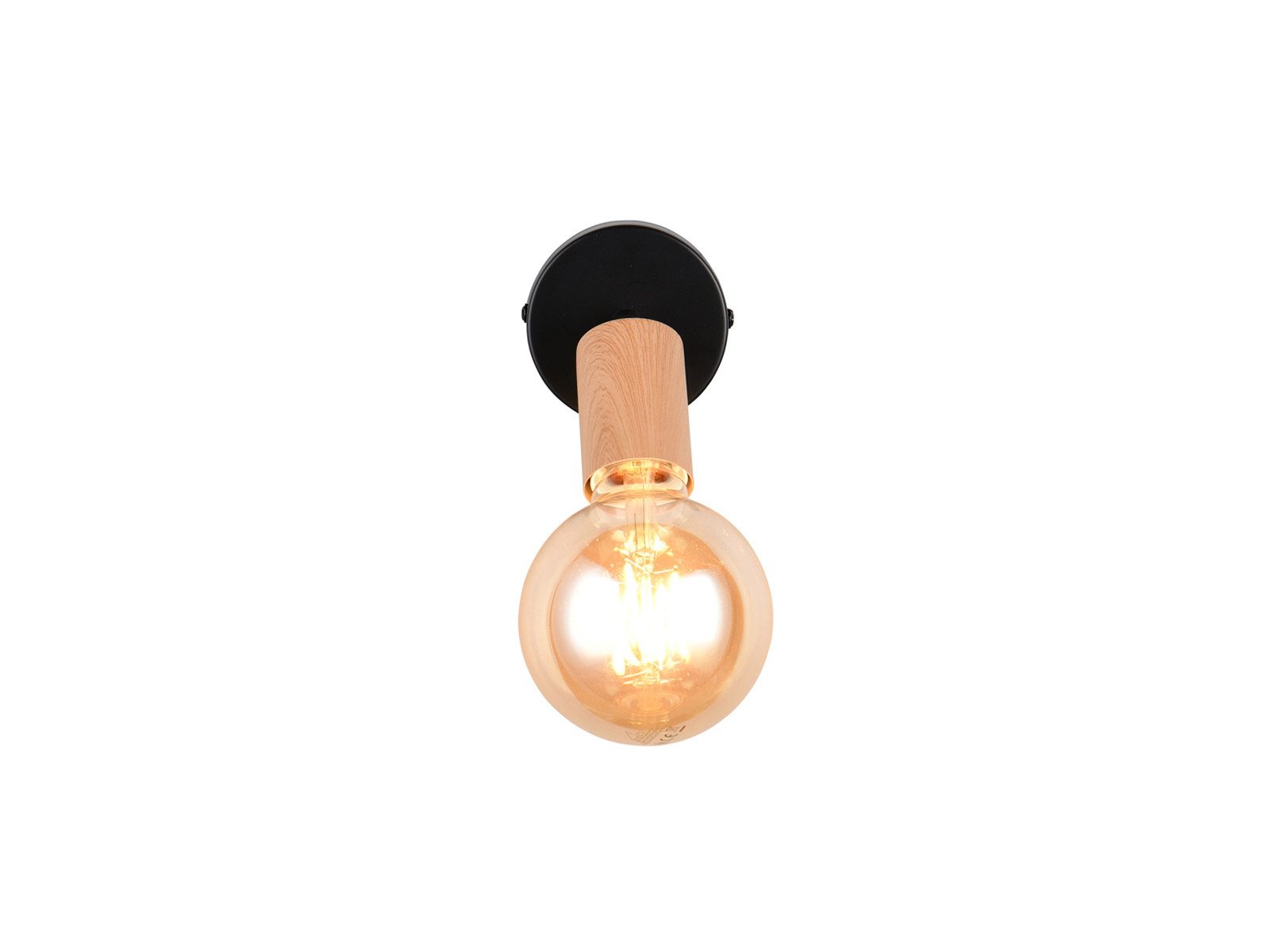 Reality Leuchten LED Wandstrahler aus Metall Schwarz & Holzoptik Höhe 11cm, Dimmfunktion, LED wechselbar, warmweiß, Wandspot innen Strahler Wandlampe Treppenhaus Licht-spots Wandleuchte