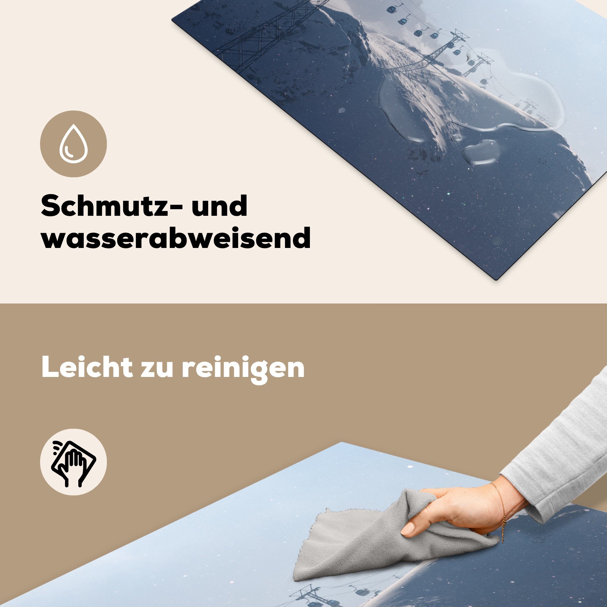 MuchoWow Herdblende-/Abdeckplatte Seilbahn in (1 Vinyl, Ceranfeldabdeckung Davos, für Schweiz, 81x52 Induktionskochfeld tlg), küche, die cm, Schutz