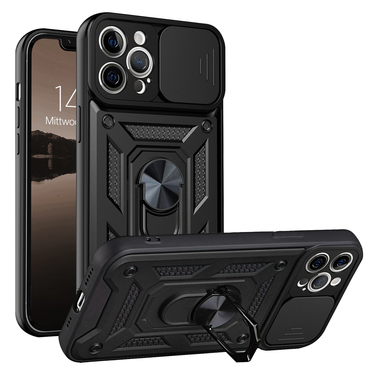 Tec-Expert Handyhülle Outdoor Cover Hülle für Apple iPhone 12 Pro 6.1 Zoll, 6.1", Premium Hülle mit Kameraschutz aus verstärktem Polycarbonat