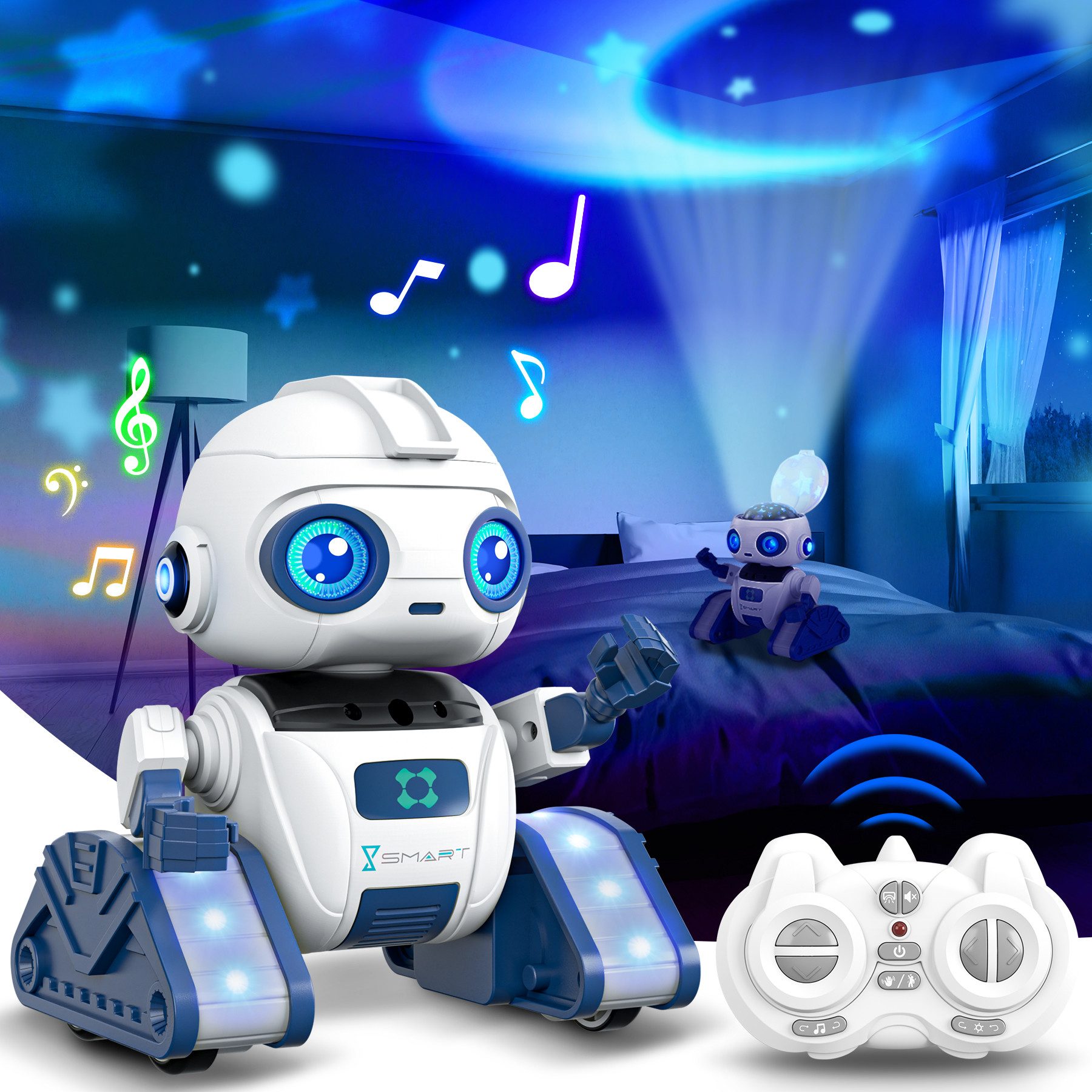 POPOLIC RC-Roboter Projektionsroboter mit Kopfprojektion, LED-Augen und Ges günstig online kaufen