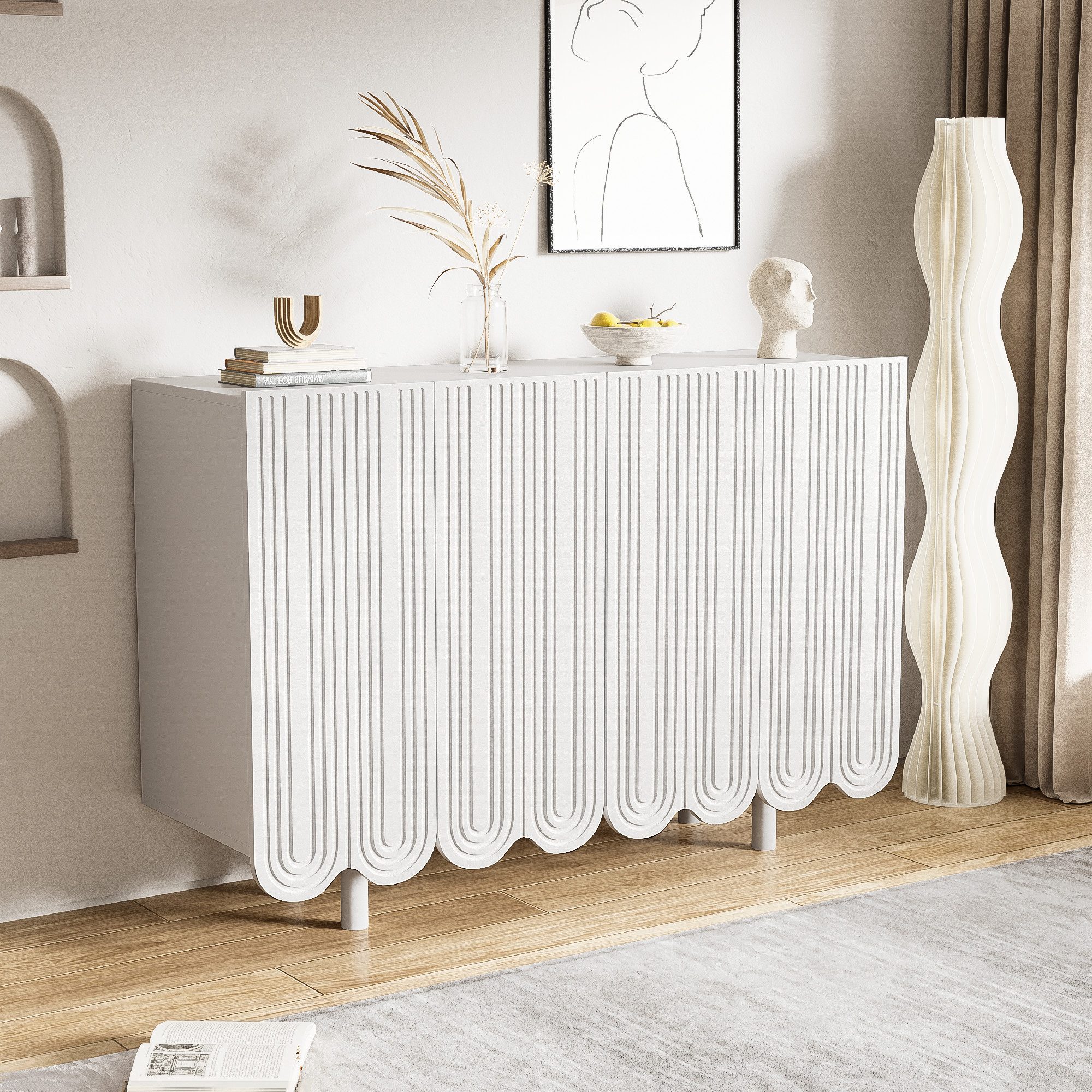 Merax Sideboard, mit 4 Türen,Kommode,Wohnzimmerschrank,Buffet,B:120cm