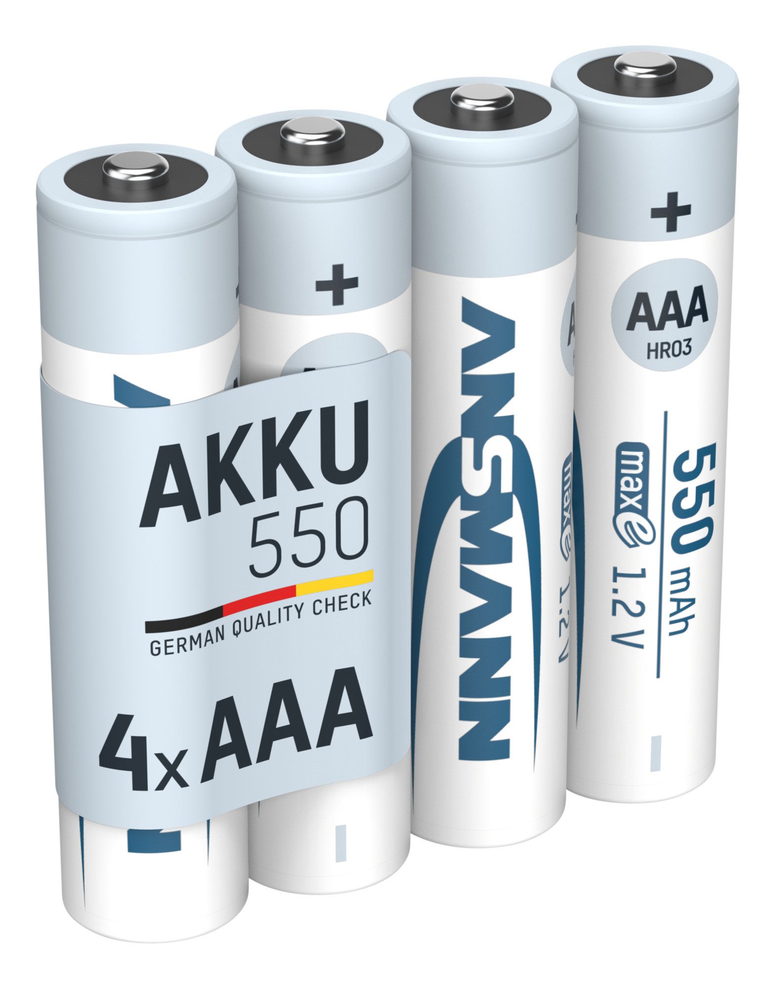 ANSMANN AG Akku AAA 550mAh Micro NiMH 1,2V – 1000x wiederaufladbar (4 Stück) Akku 550 mAh (1.2 V)