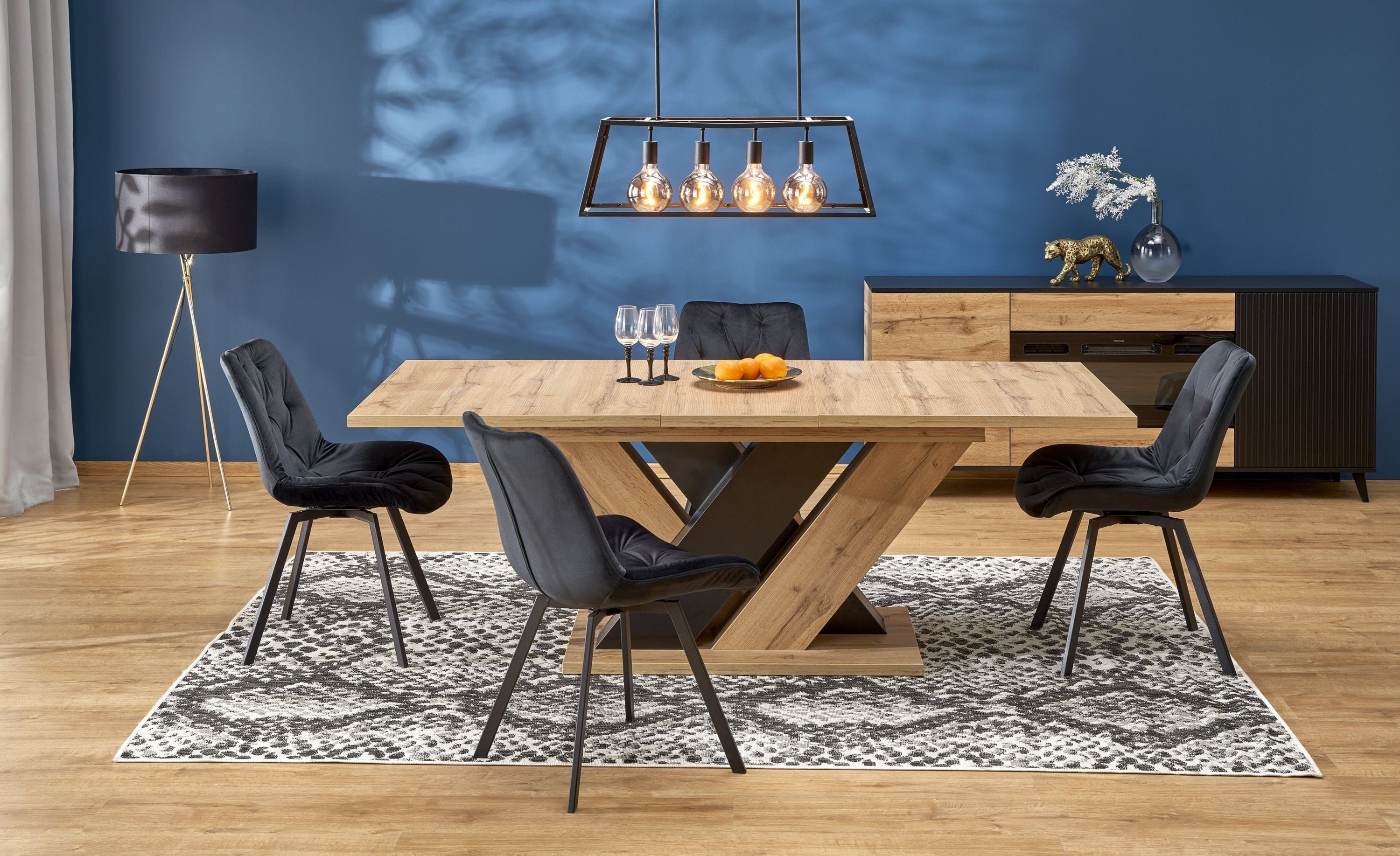 Tisch ausziehbar Esstisch 200 HAB-111 cm Schwarz bis designimpex Eiche Artisan Design 160 -