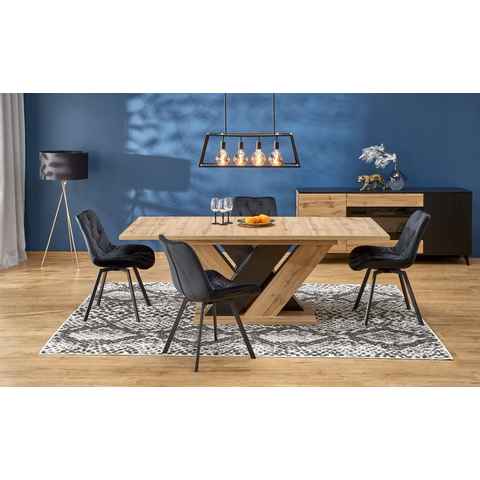 designimpex Esstisch Design Tisch HAB-111 Eiche Artisan - Schwarz ausziehbar 160 bis 200 cm