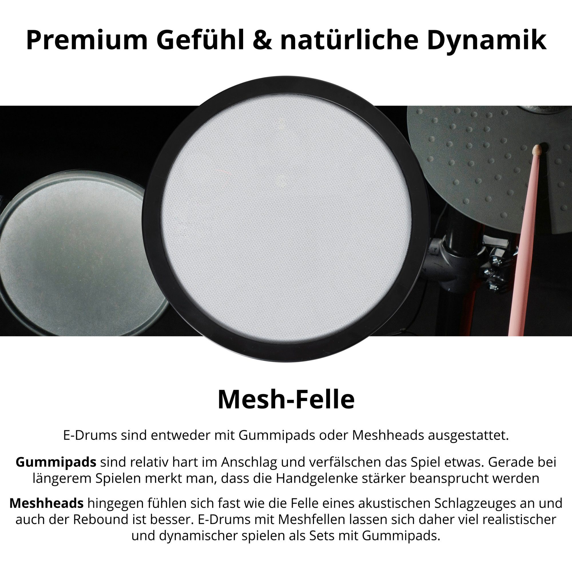 XDrum E-Drum DD-250P E-Drum Kit - Sehr platzsparendes E-Drum Set,Komplett-Set, 10-St., Integrierter Bluetooth-Empfänger, 12 Presetkits mit 74 Sounds & 10 Playalong Songs