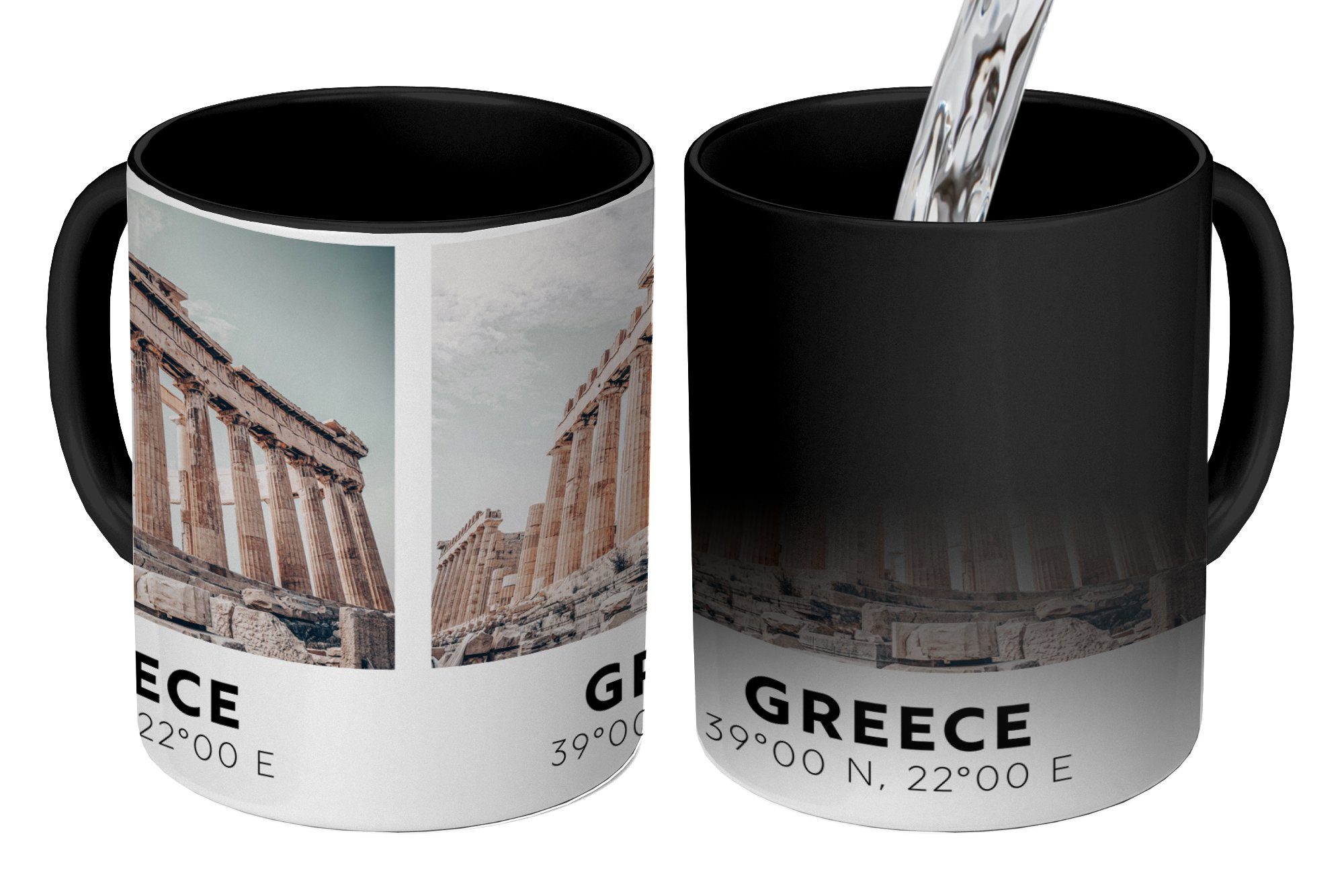 MuchoWow Tasse Parthenon - Griechenland - Athen, Keramik, Farbwechsel, Kaffeetassen, Teetasse, Zaubertasse, Geschenk