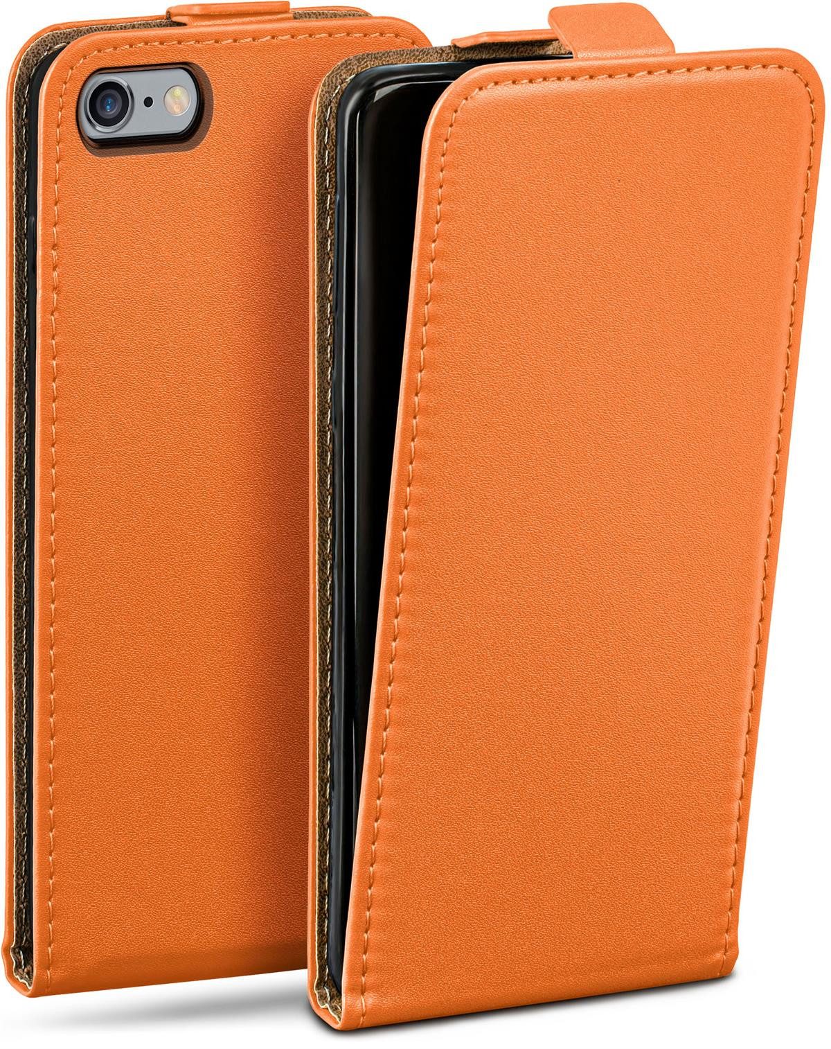 moex Handyhülle für iPhone 6s Hülle Klappbar Flip Case Orange 4,7 Zoll, 360 Grad Schutz Handytasche Leder Optik PU Lederhülle Cover Klapphülle