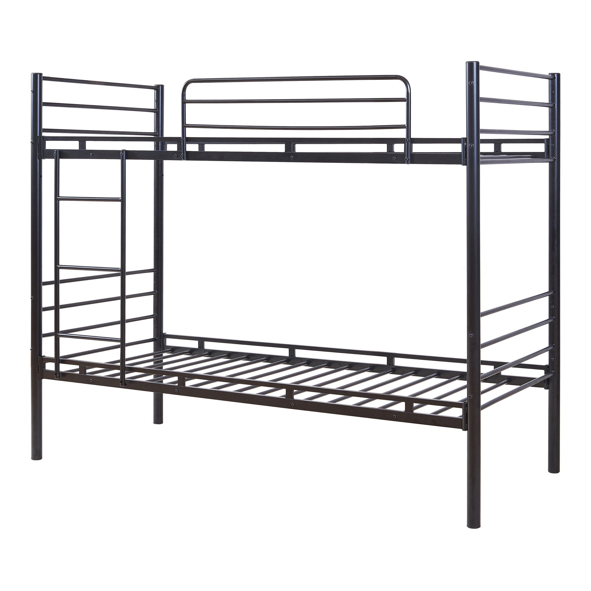 en.casa Etagenbett, »Bevapis« 90 x 200 cm mit Rausfallschutz und Leiter Metall Schwarz