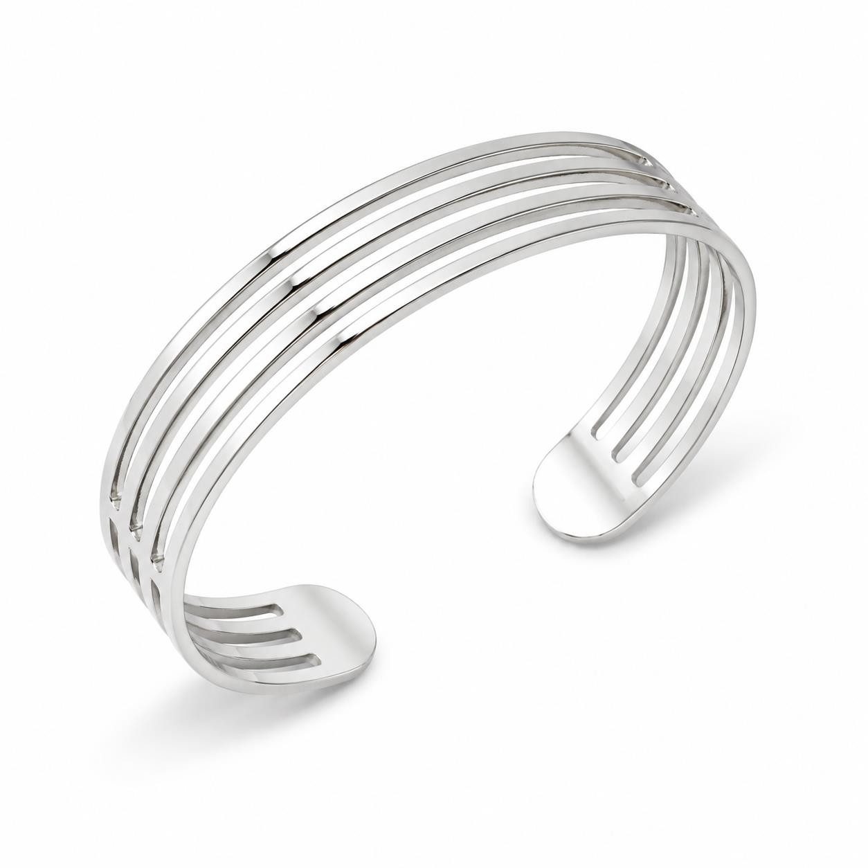 Armreif Schlichtes Design 925er Sterling Silber Massiv Rhodiniert, Made in Italy für Damen und Herren