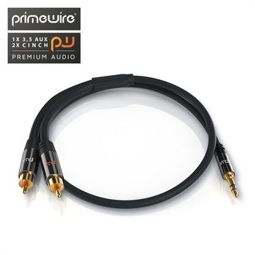 Primewire Audio-Kabel, Cinch, 3,5-mm-Klinke, RCA, AUX (100 cm), Stereo HiFi Audio-Adapter mehrfach geschirmt - 1m