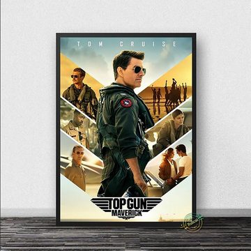 TPFLiving Kunstdruck (OHNE RAHMEN) Poster - Leinwand - Wandbild, Top Gun Maverik - Tom Cruise- Filmposter als Kunstdruck auf Leinwand (Leinwand Wohnzimmer, Leinwand Bilder, Kunstdruck), Leinwand bunt - Größe 13x18cm