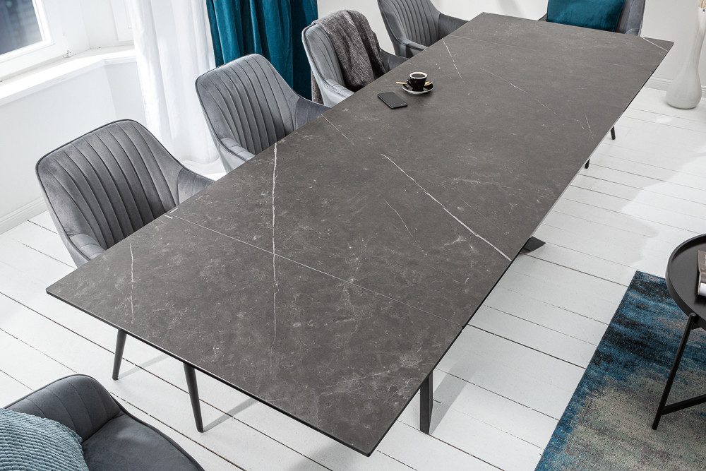 riess-ambiente Esstisch EUPHORIA 180-220-260cm grau - Graphit-Design, Keramik made in Italy (Einzelartikel, 1-St), 3 Auszugsstufen für bis zu 12 Personen – ideal für Dein Esszimmer