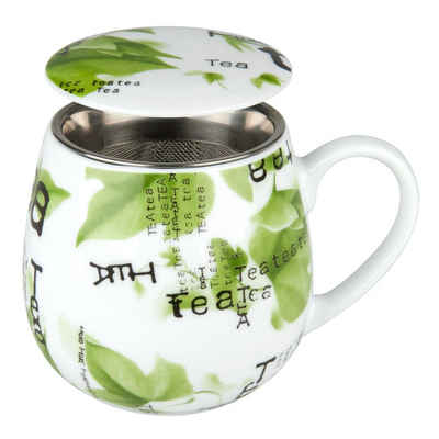 Könitz Becher Tea Collage mit Sieb und Deckel 420 ml, Porzellan