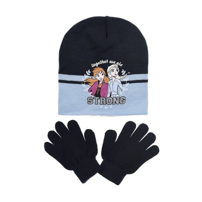 Disney Frozen Beanie Eiskönigin Anna & Elsa Kinder Mädchen Winter-Set Mütze Handschuhe (SET)