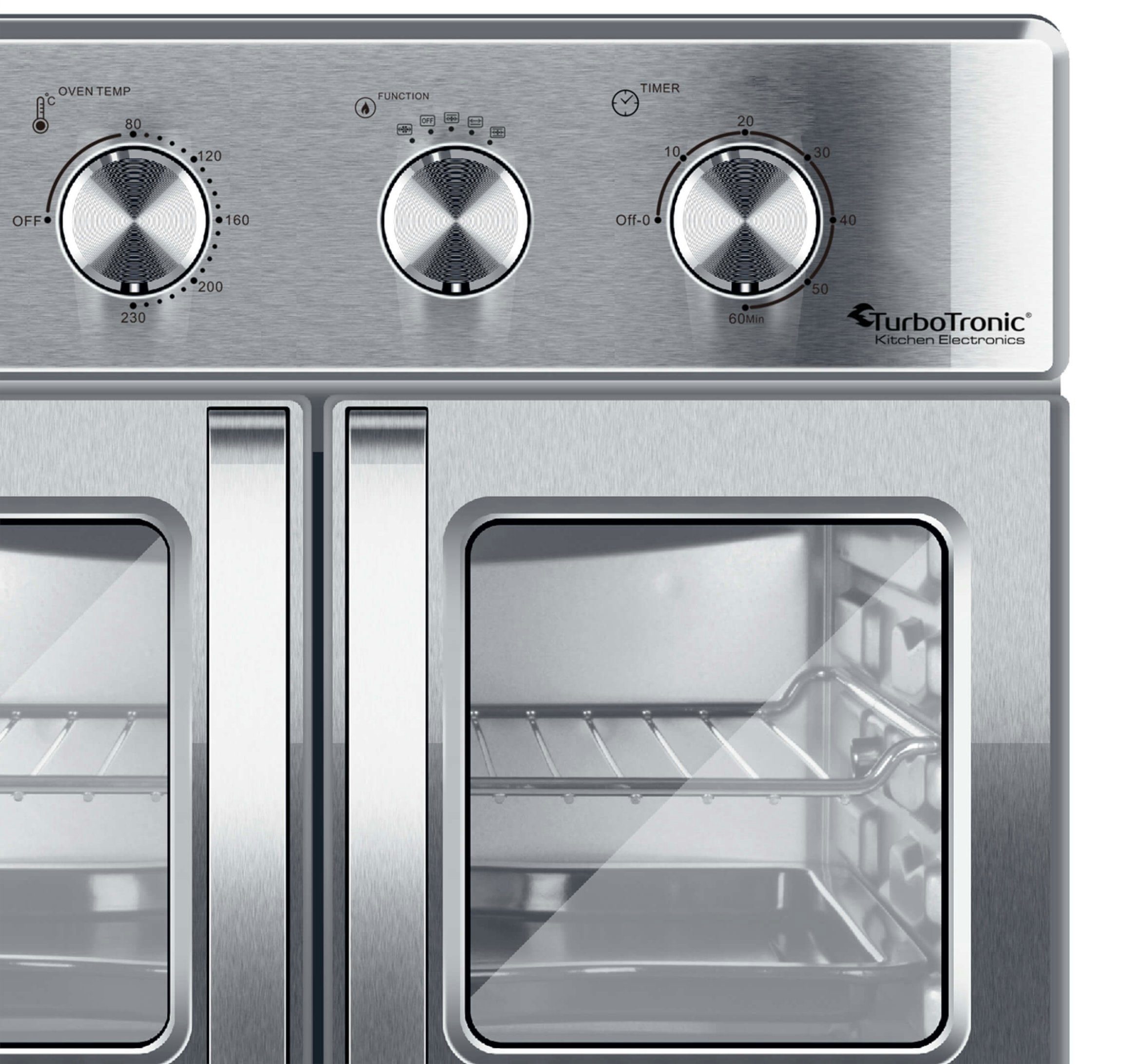 TurboTronic by Z-Line Minibackofen 1700 W 32 l Mini Backofen Airfryer Umluft Grill Drehspieß Pizzaofen, Tischbackofen, kleiner Backofen, Mini Ofen, Heißluftfritteuse, Toaster