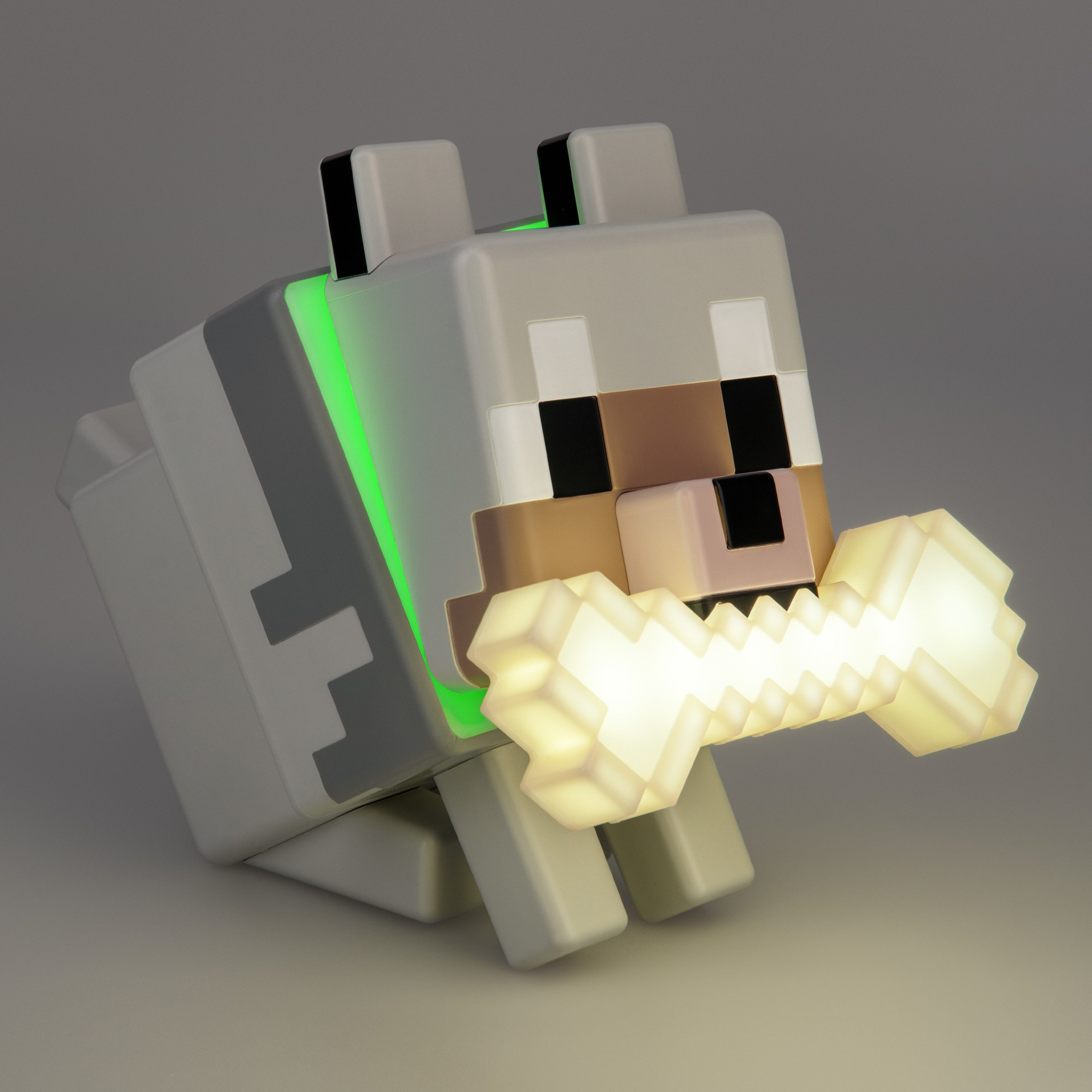 Paladone LED Dekolicht GloBuddies 3D-Farbwechsel-Licht Wolf aus Minecraft, LED fest integriert, offiziell lizenziertes LED-Nachtlicht, Tippen zum Ändern der Farbe