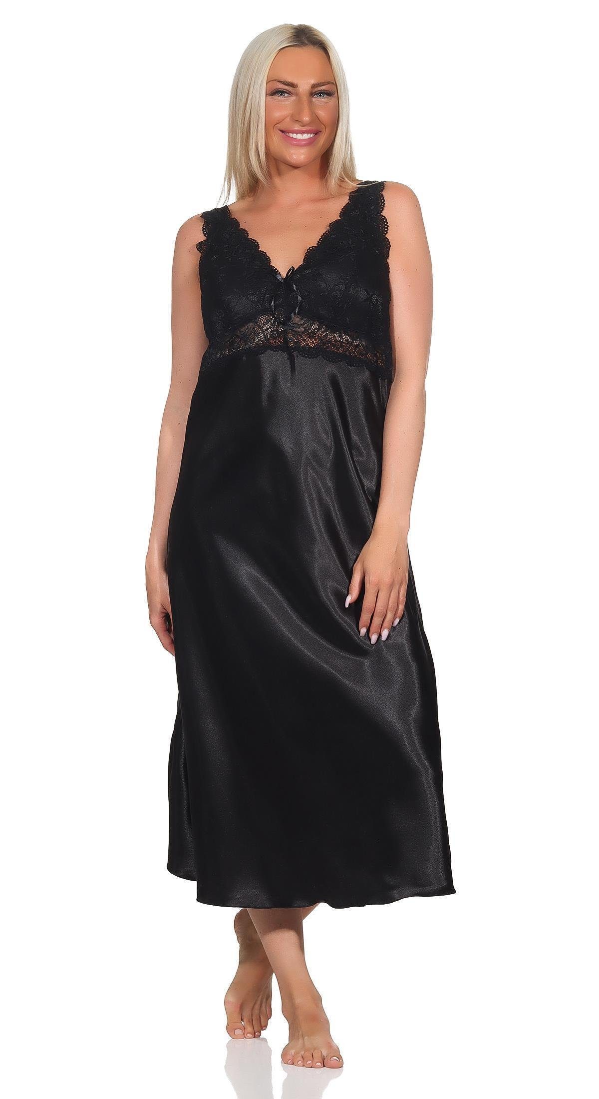 EloModa Negligé Damen Negligé Satin Nachtkleid Reizwäsche mit Spitze; S M L XL 2XL (1-tlg)