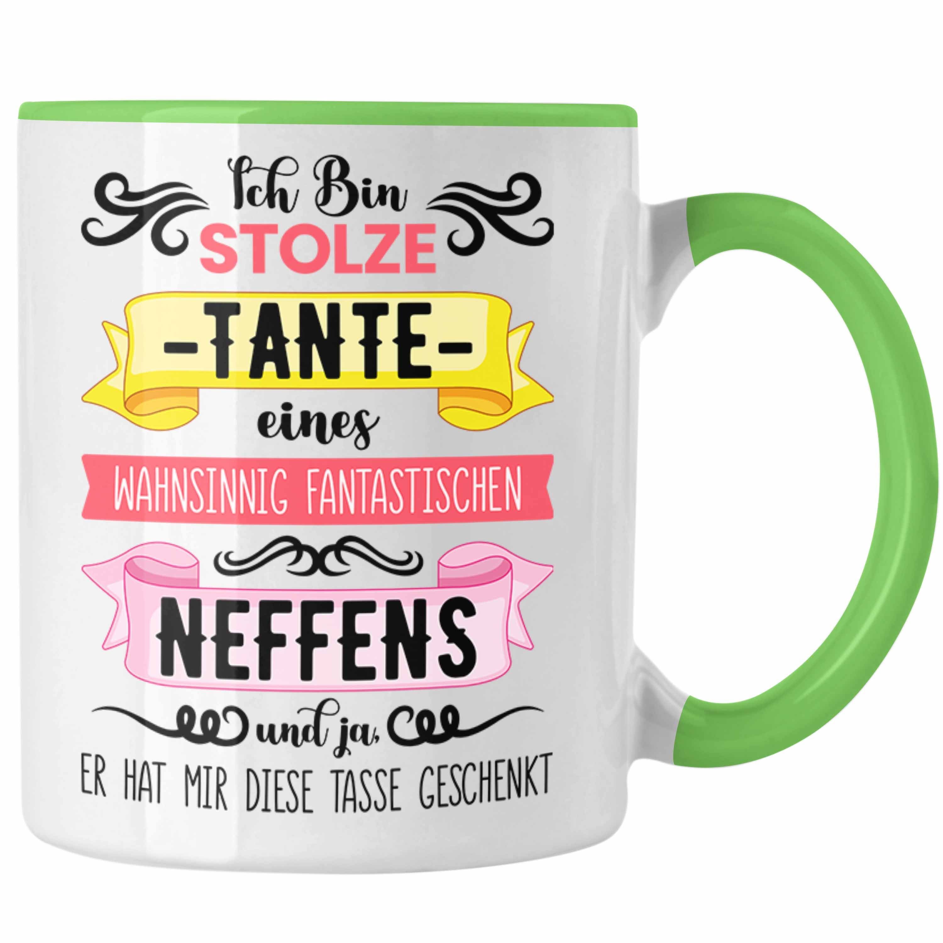 Trendation Tasse Trendation - Geschenk für Tante von Neffe Tasse Geschenkidee Lustig Spruch Grün
