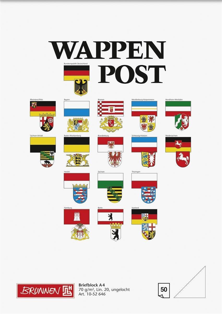 BRUNNEN Hefter BRUNNEN 1052646 Block "Wappen-Post" A4 unliniert