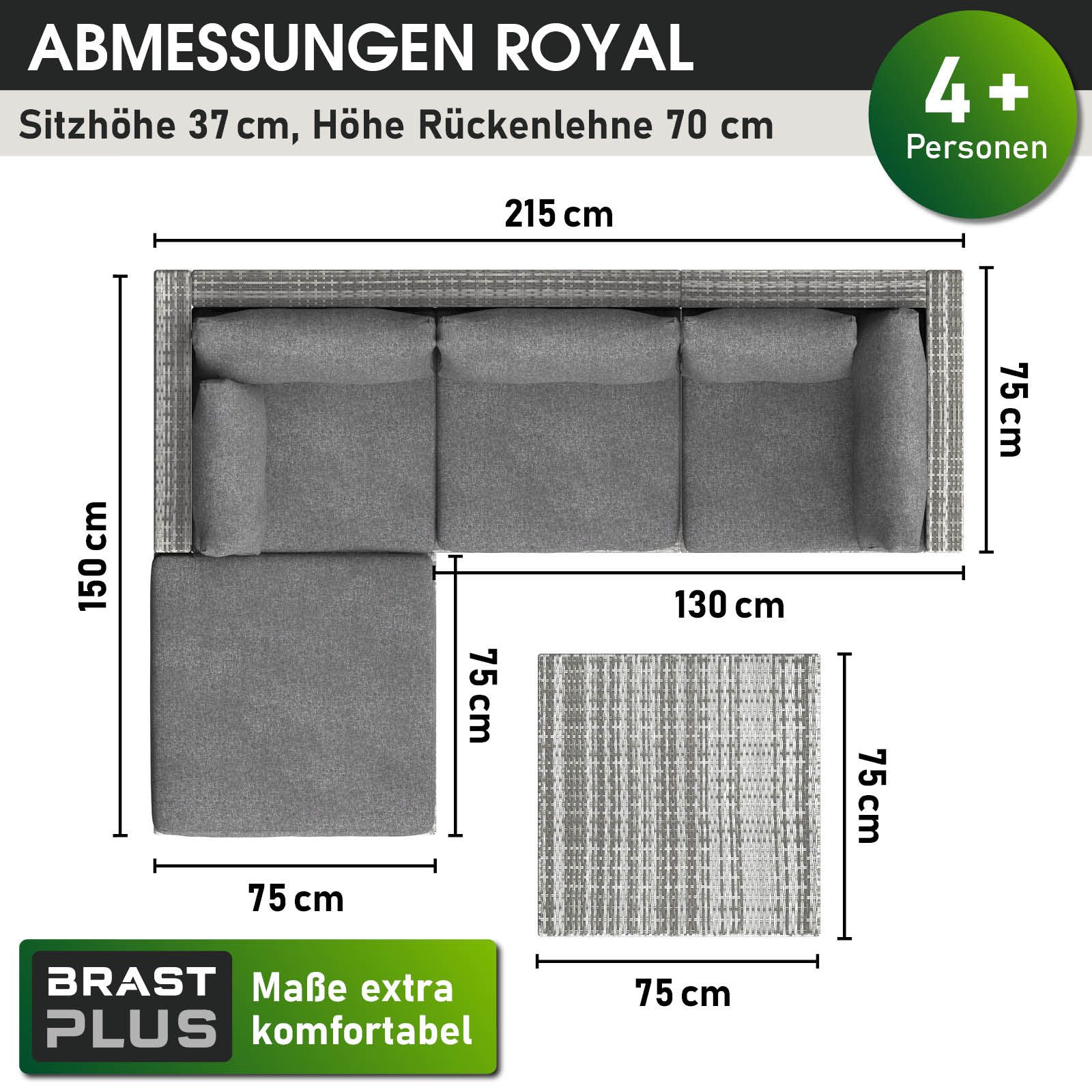 BRAST Gartenlounge-Set Royal für 4 Personen inkl. extra Dicke Kissen, Outdoor Loungemöbel Sitzgruppe Essgruppe Garnitur