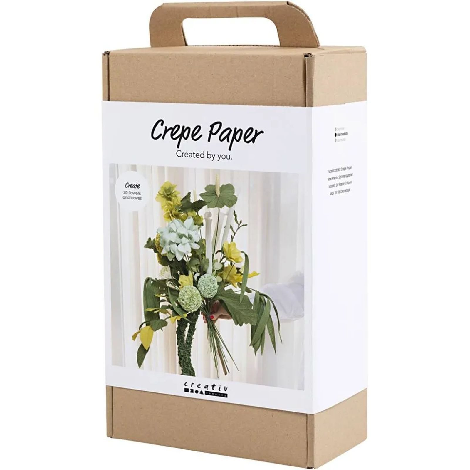 creativ company Kreativset Maxi Kreativ Set Krepppapier, DIY-Projekt, Blumenstrauß, Hellgrün, Dunkelgrün, Pastellgrün, Weiß