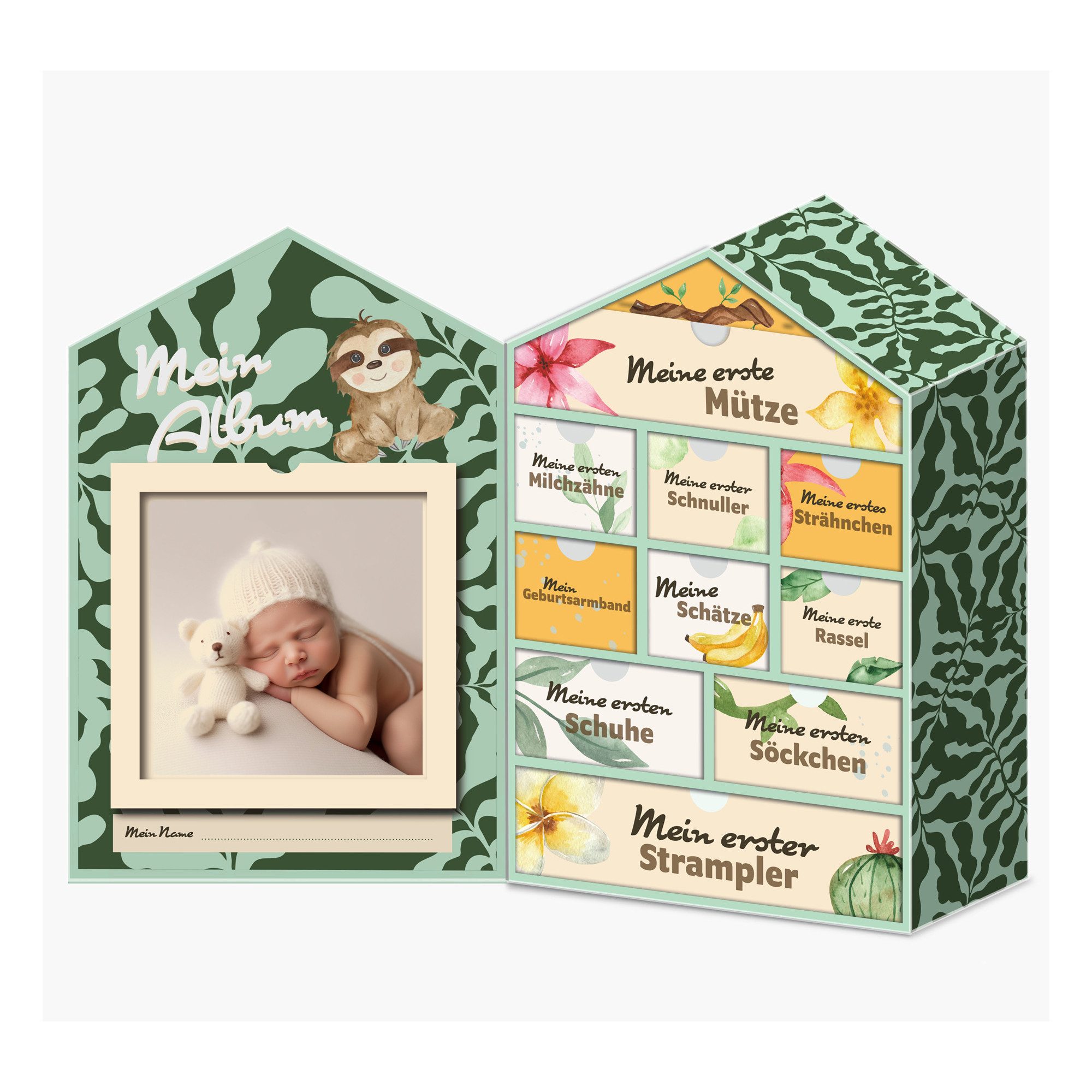 Geschenkbox Baby Erinnerungsbox Schatztruhe Erinnerungen mit 10 Fächern