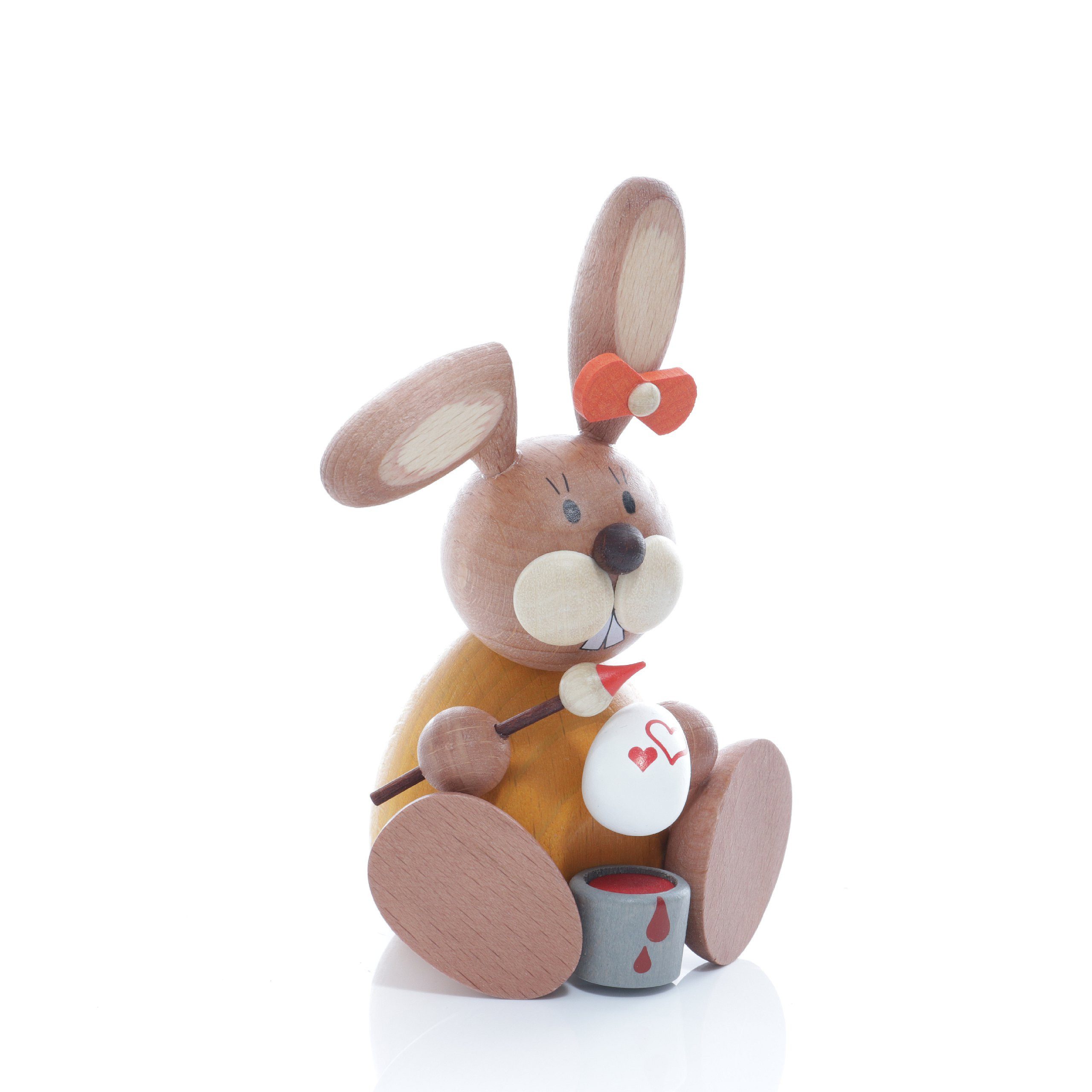 Ullrich Kunsthandwerk Osterhase Osterhäsin sitzend malend mit Pinsel und Ei BxH 6x11cm NEU
