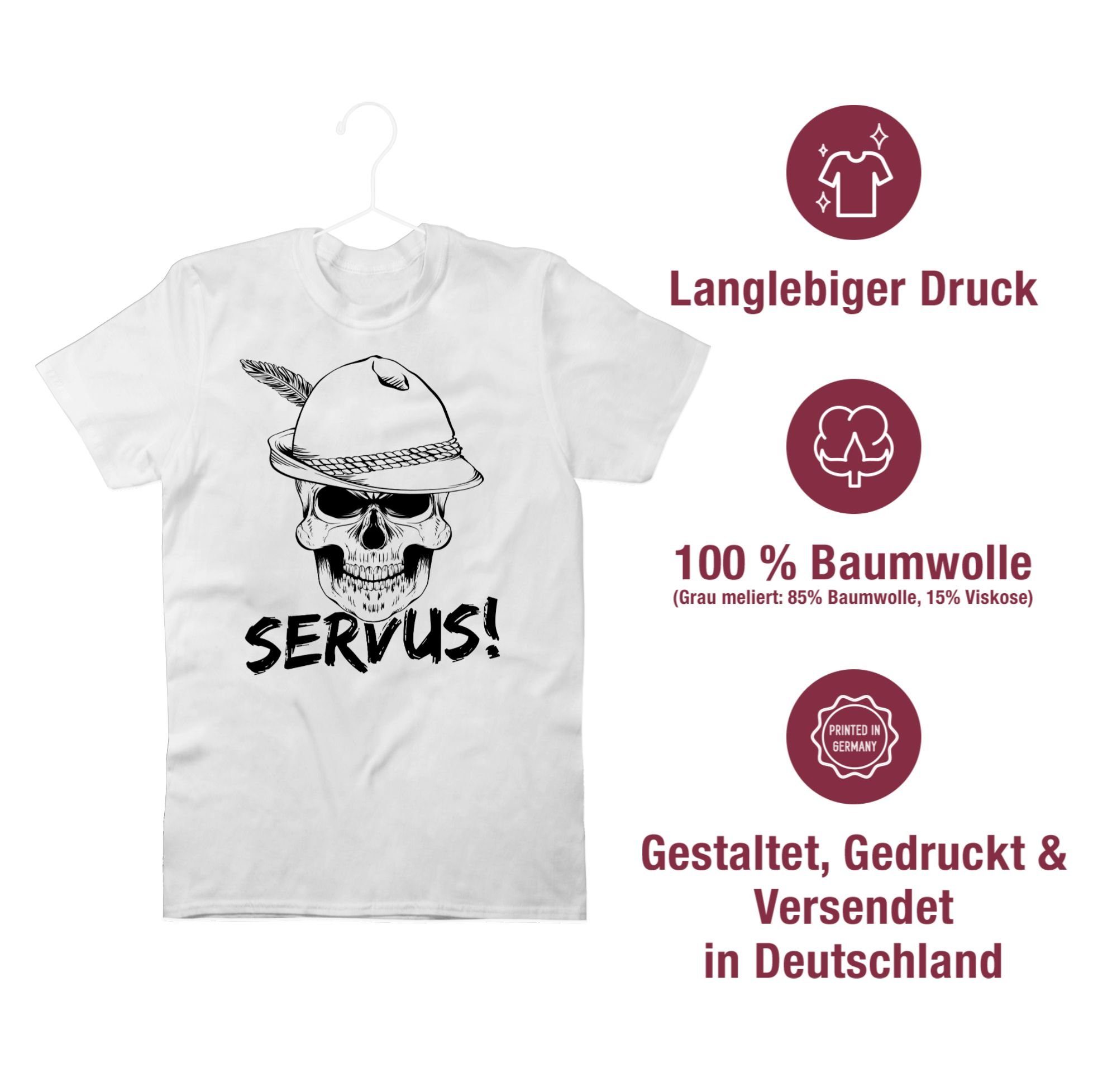 Totenkopf für 2 Weiß - Herren schwarz Mode Oktoberfest Shirtracer Servus! T-Shirt
