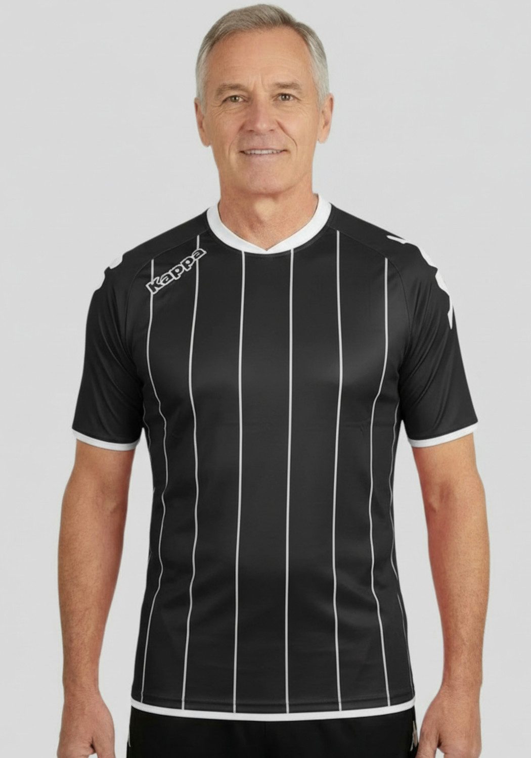 Kappa Fußballtrikot Arezzo Trikot Sportshirt mit Längsstreifen und Kontrasteinfassungen