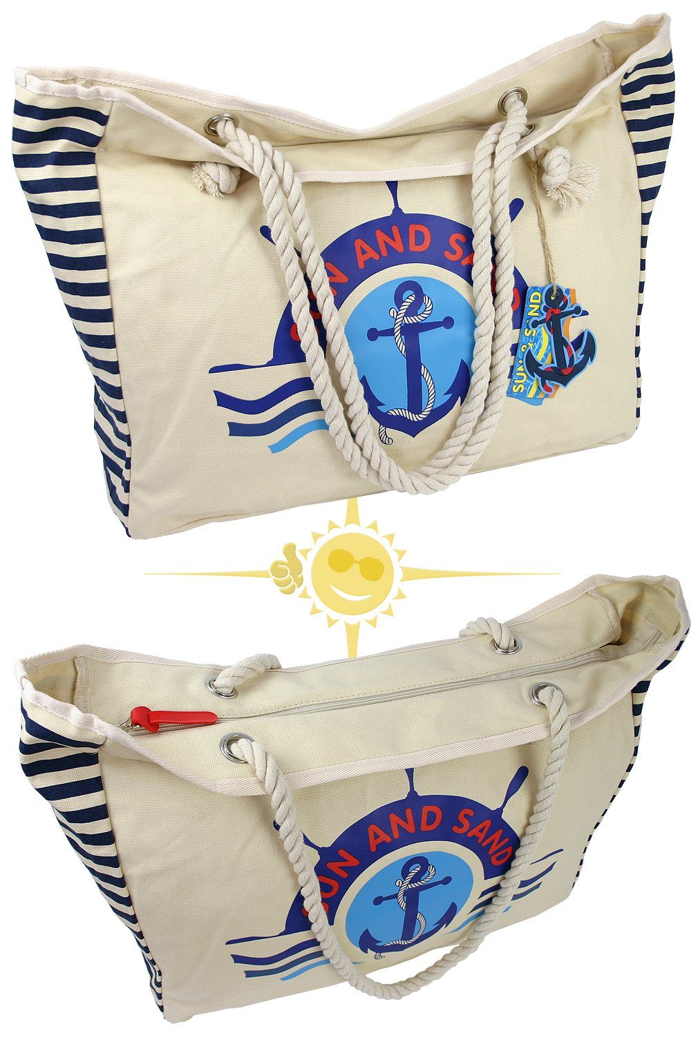 J JONES JENNIFER JONES Strandtasche Große Badetasche, Beach Bag, Saunatasche, maritim – Bild 3 von 5