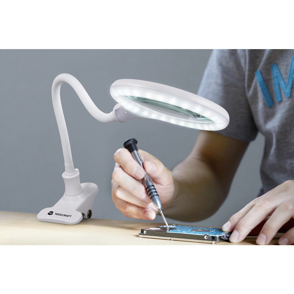 TOOLCRAFT Arbeitsleuchte TOOLCRAFT TO-9176673 LED Lupenleuchte Vergrößerungsfaktor: 1.75 x Wei – Bild 4 von 5